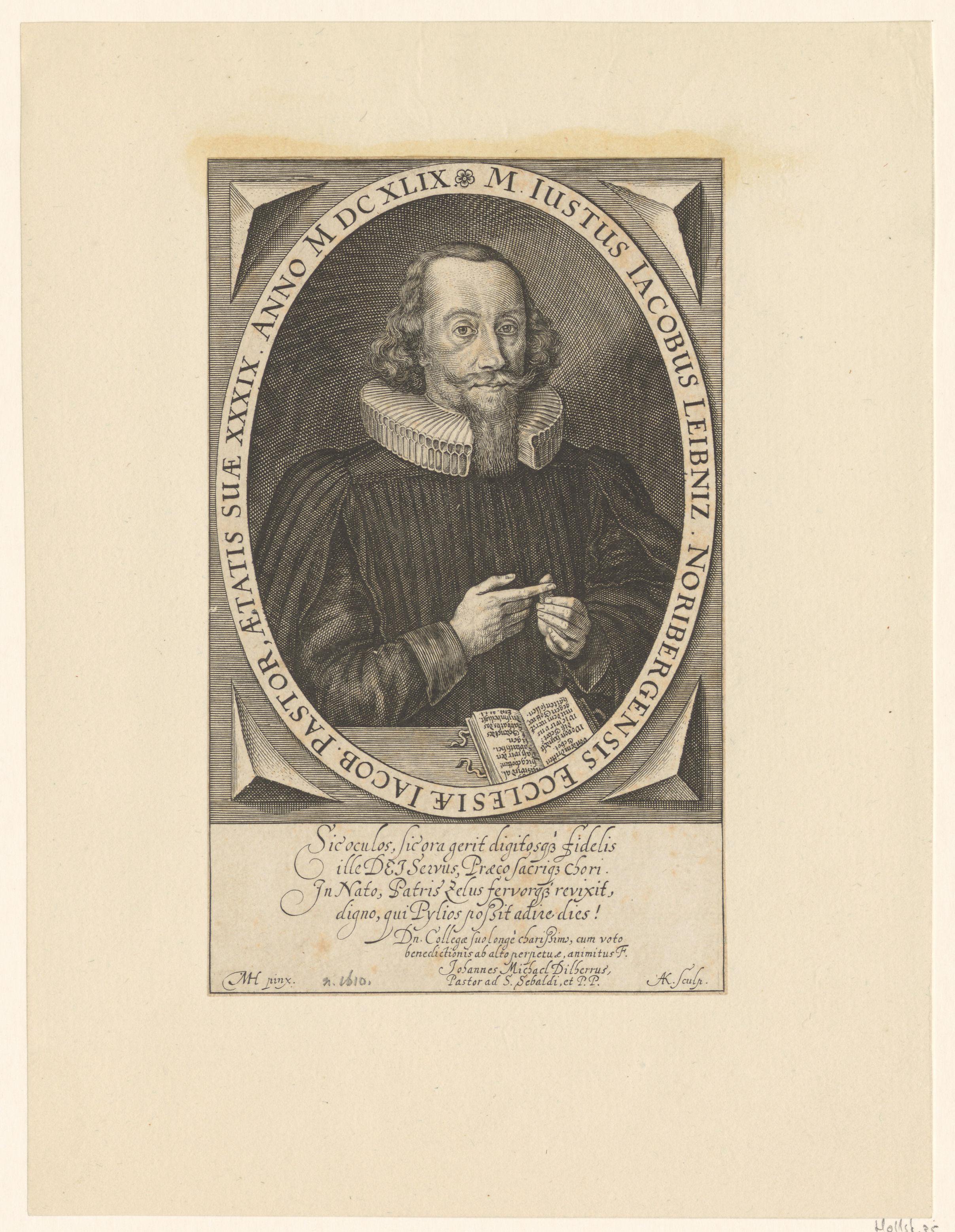 Portret van Justus Jacob Leibnitz op 39-jarige leeftijd