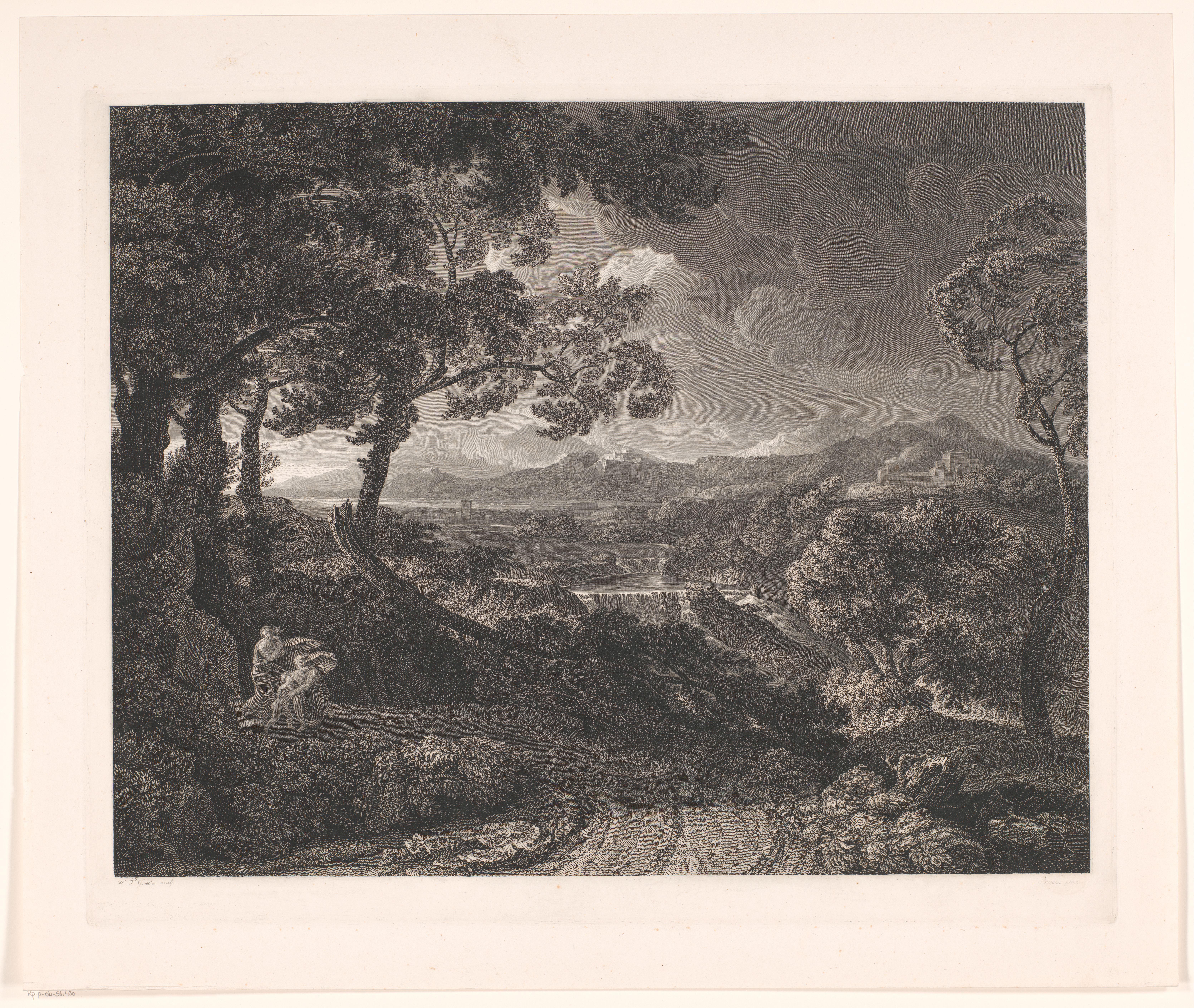 Stormachtig landschap met cascade
