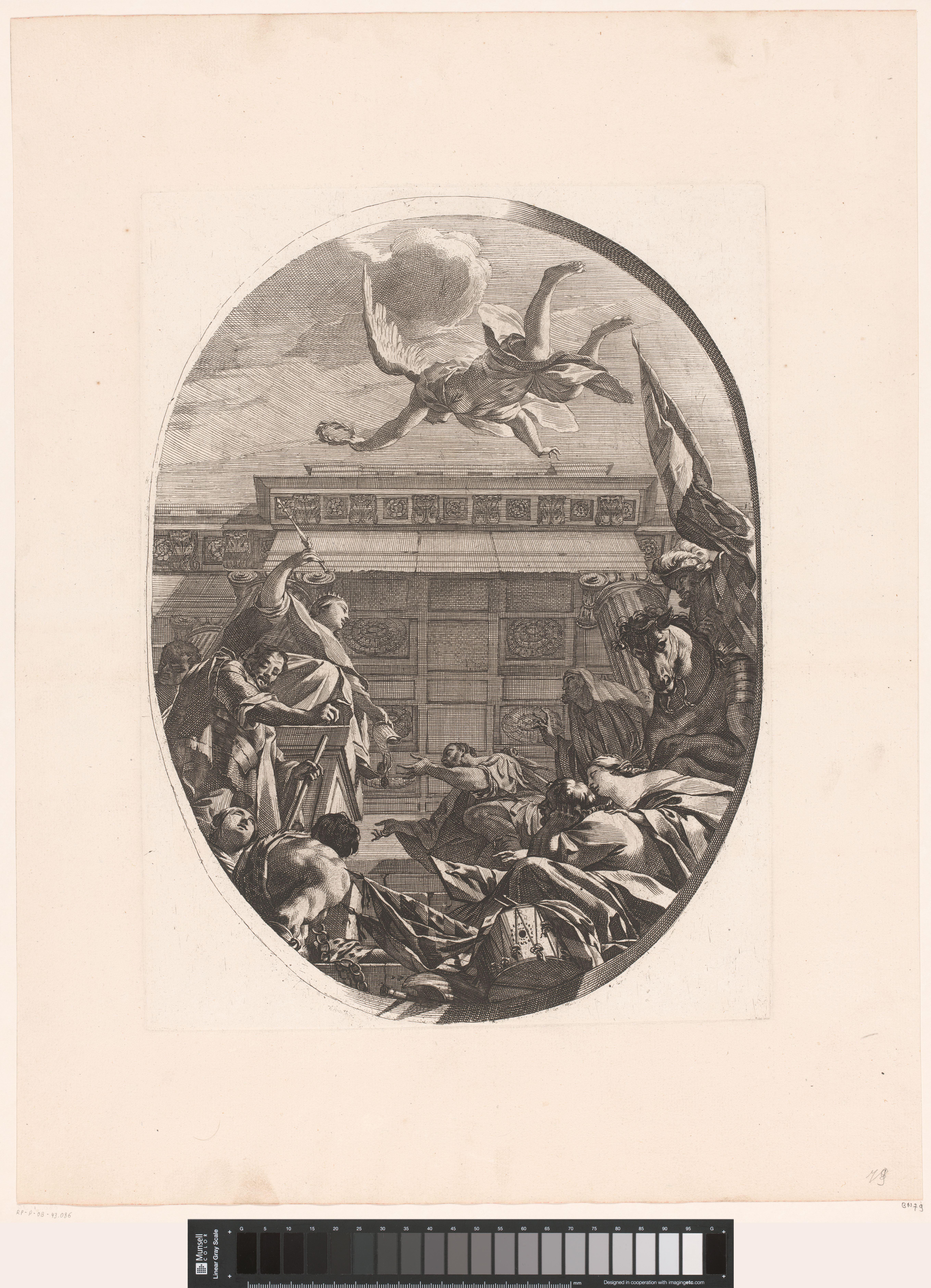 Figuren in aanbidding voor Justitia