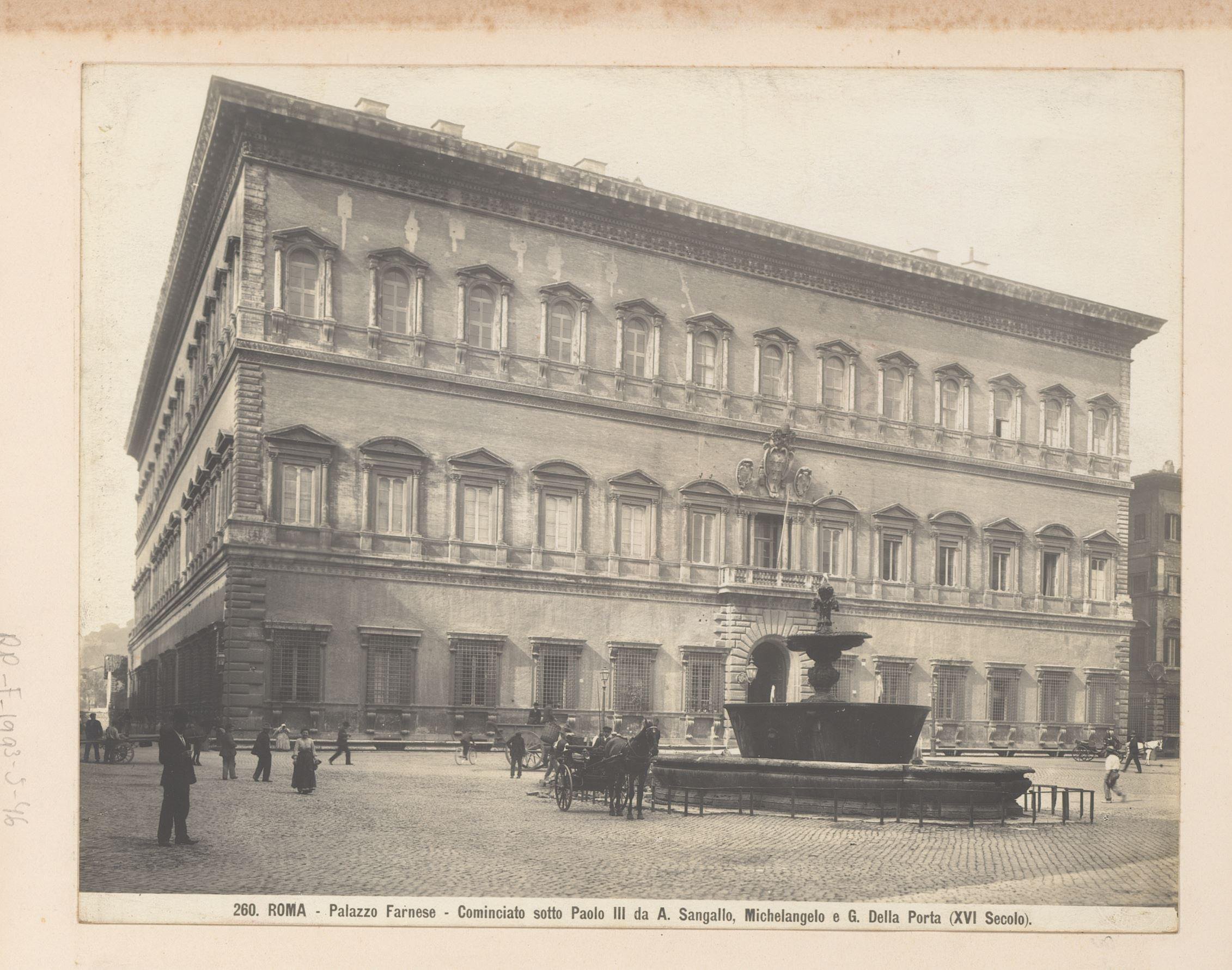 Gezicht op het Palazzo Farnese te Rome