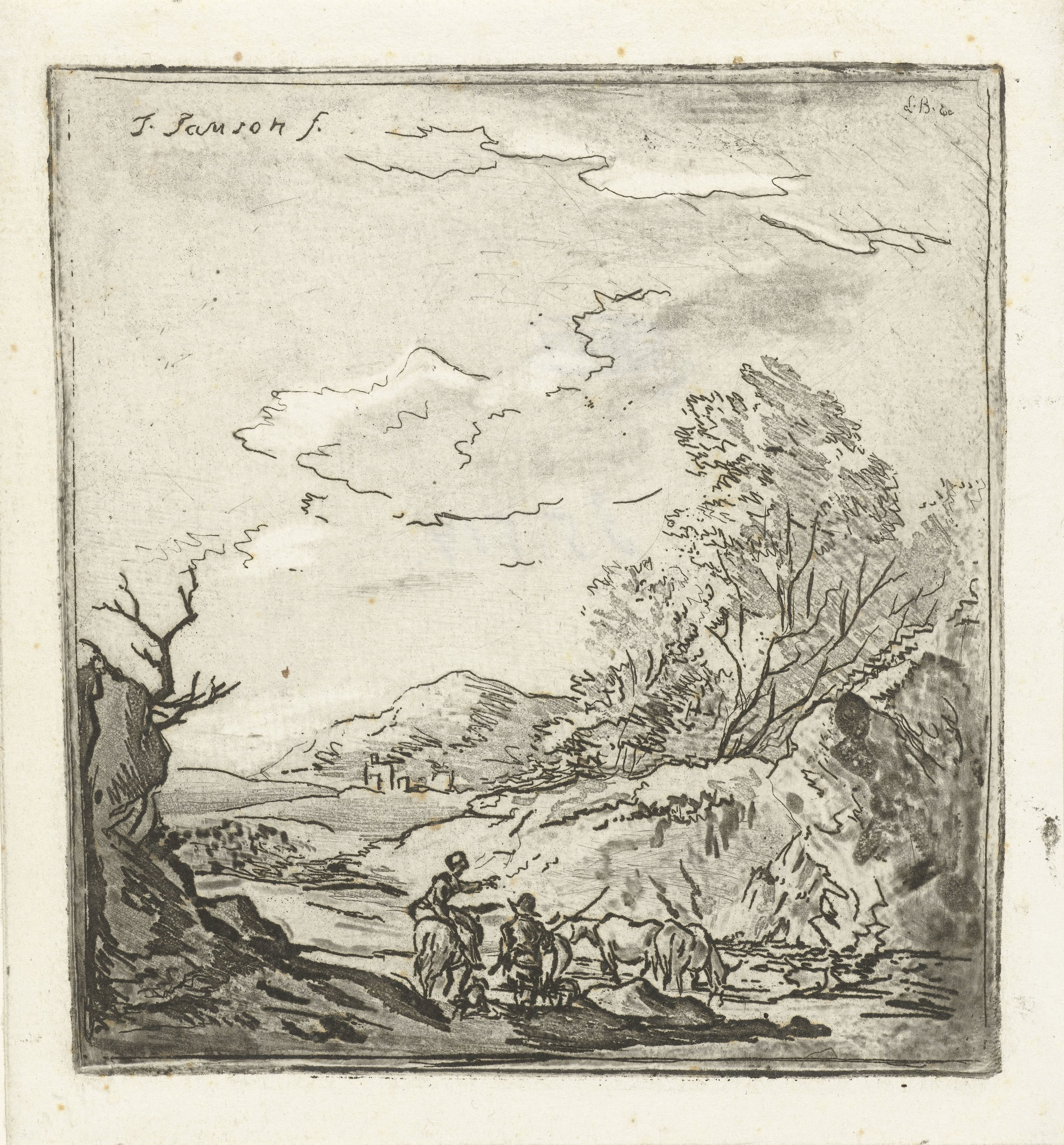 Landschap met ruiter en herder
