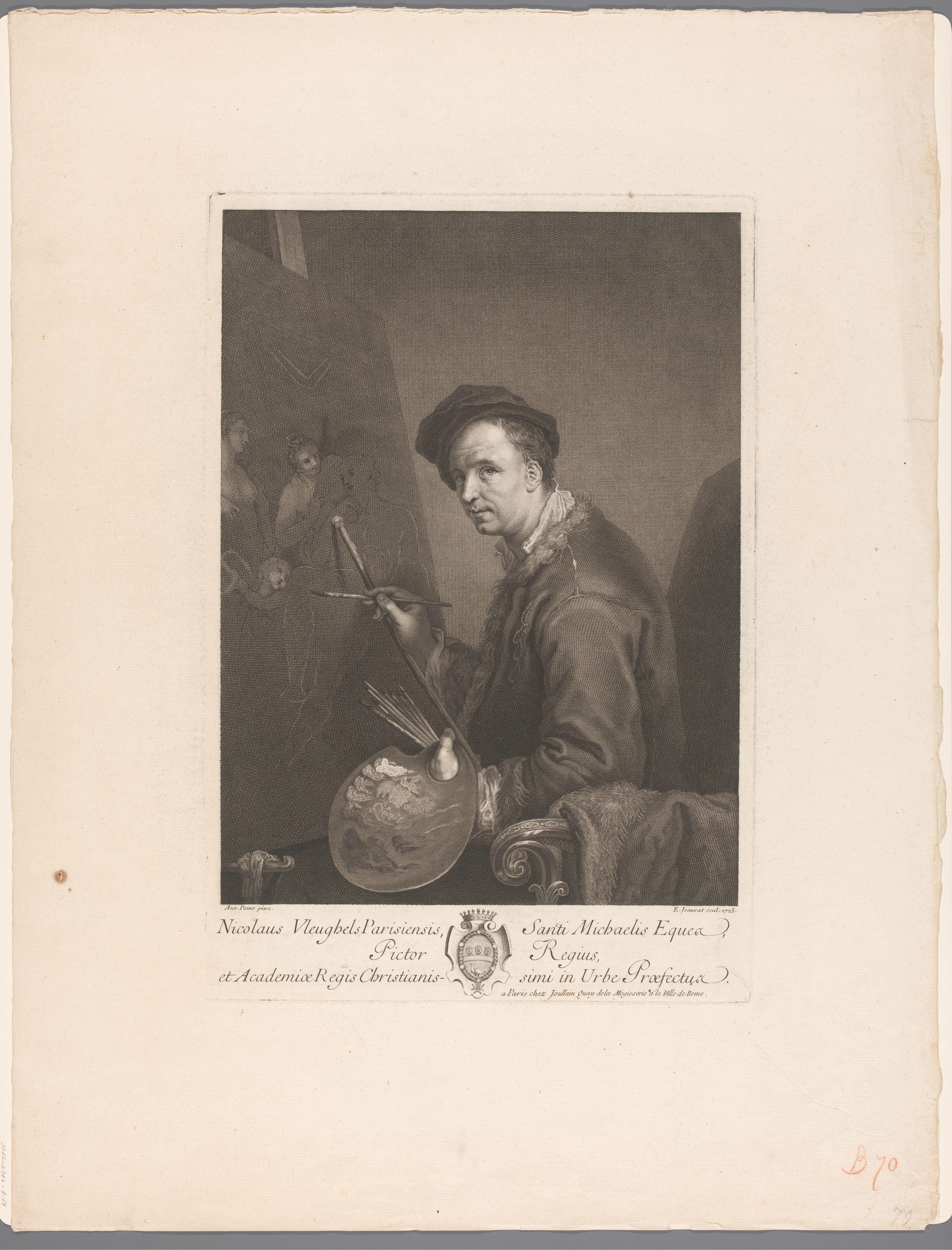 Portret van Nicolas Vleughels aan zijn schildersezel