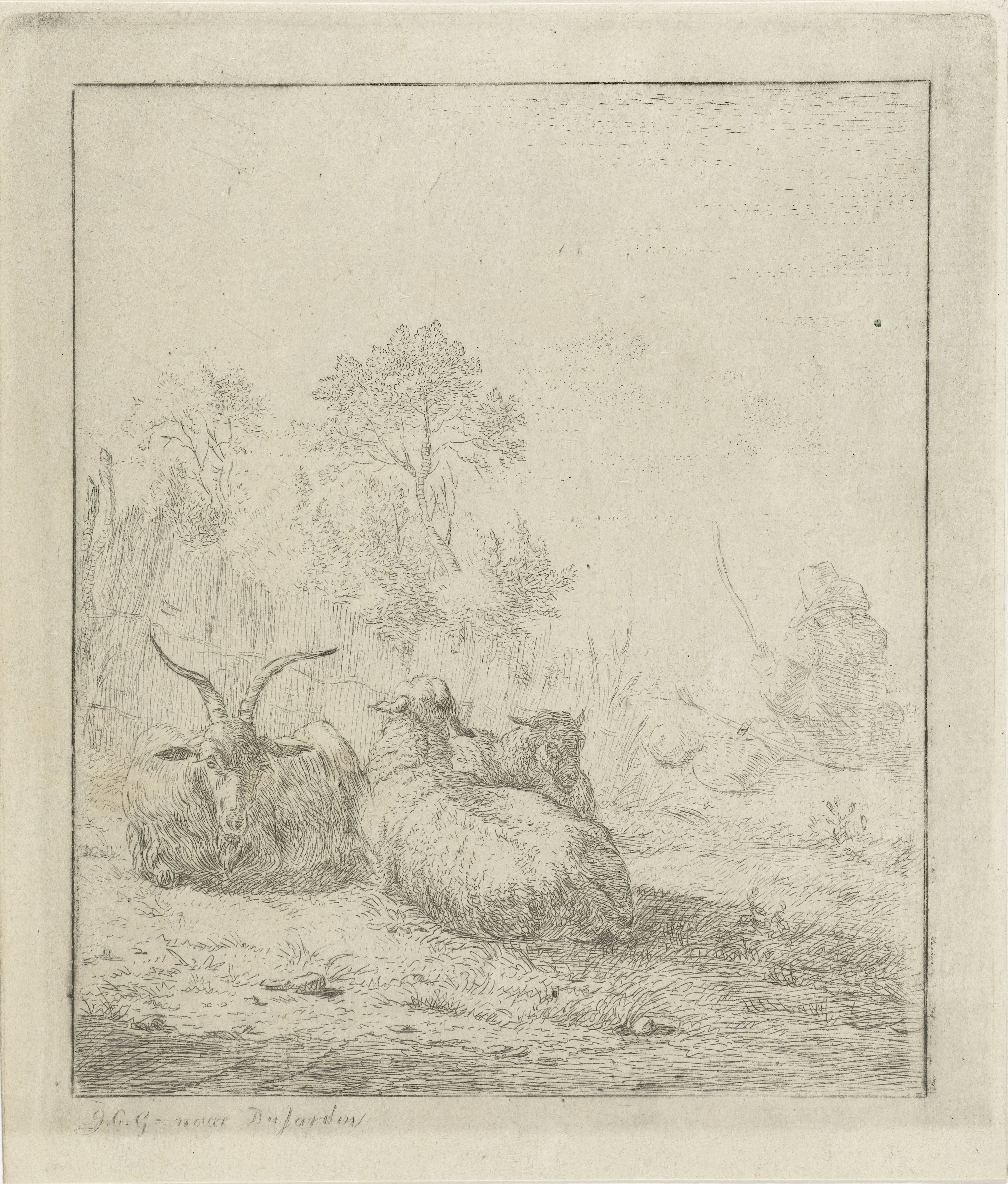 Herder met schapen en geiten