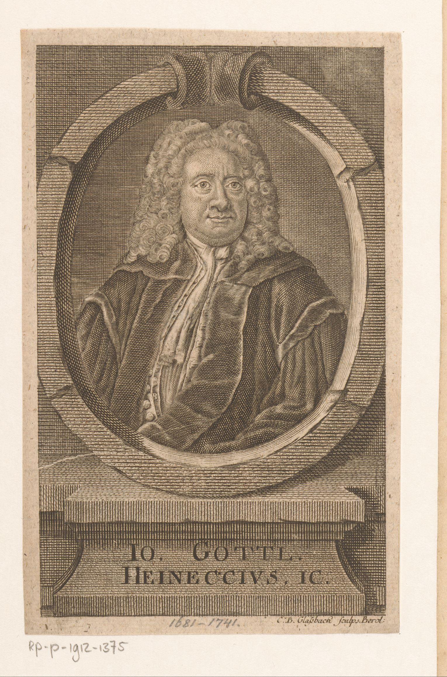 Portret van Johann Gottlieb Heineccius