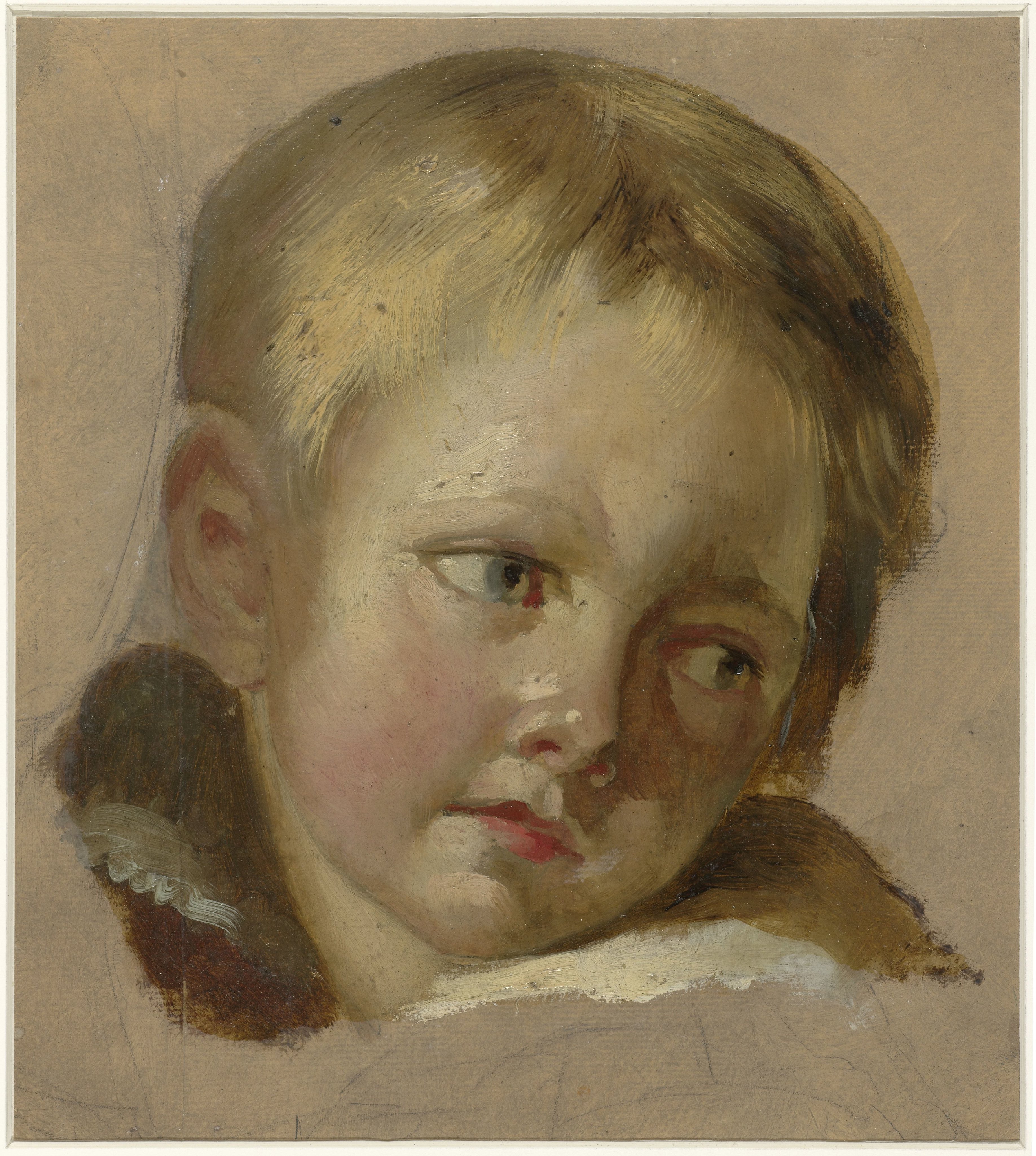 Schets van een kinderkopje met lichtblond haar