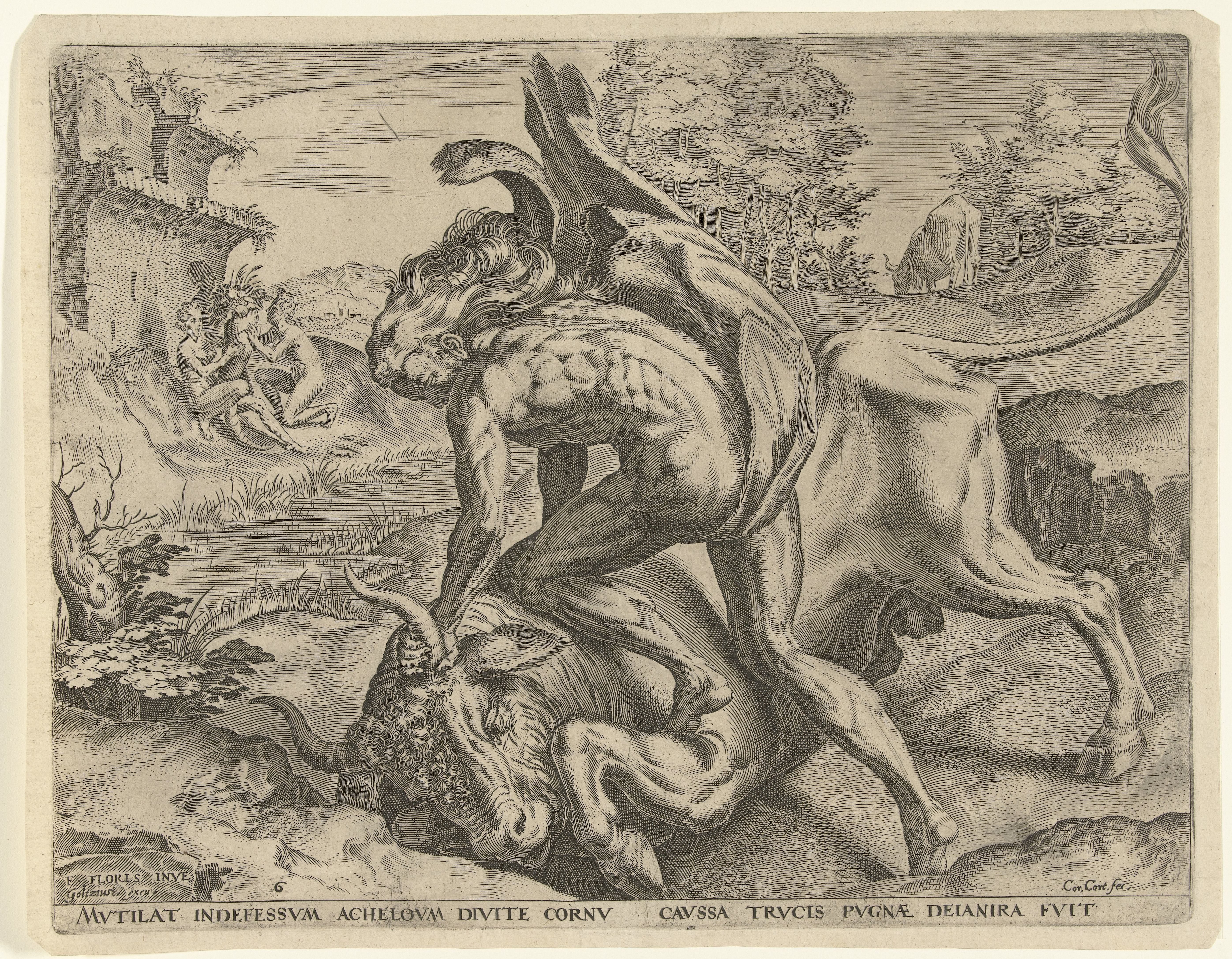 Hercules worstelt met Acheloüs