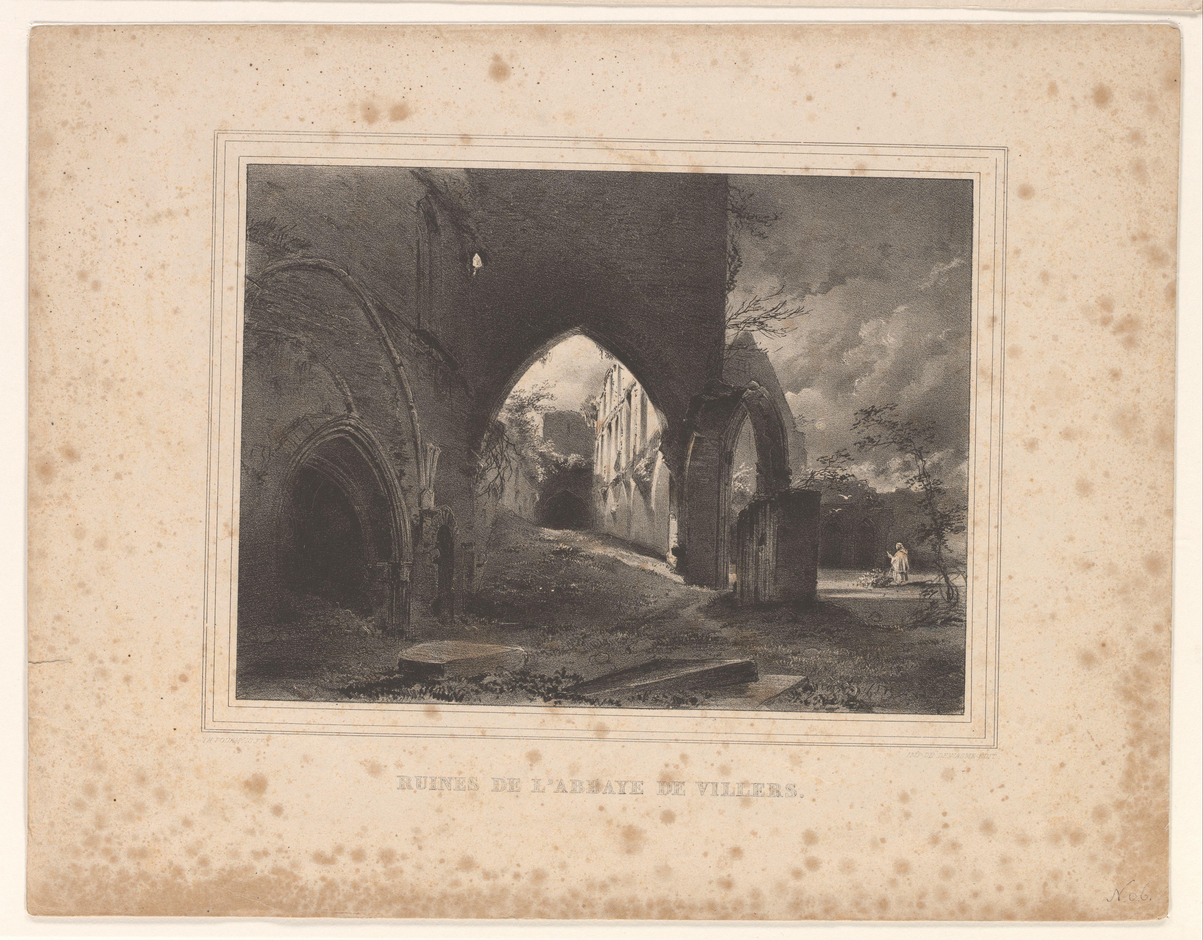 Gezicht op de ruïnes van de abdij van Villers