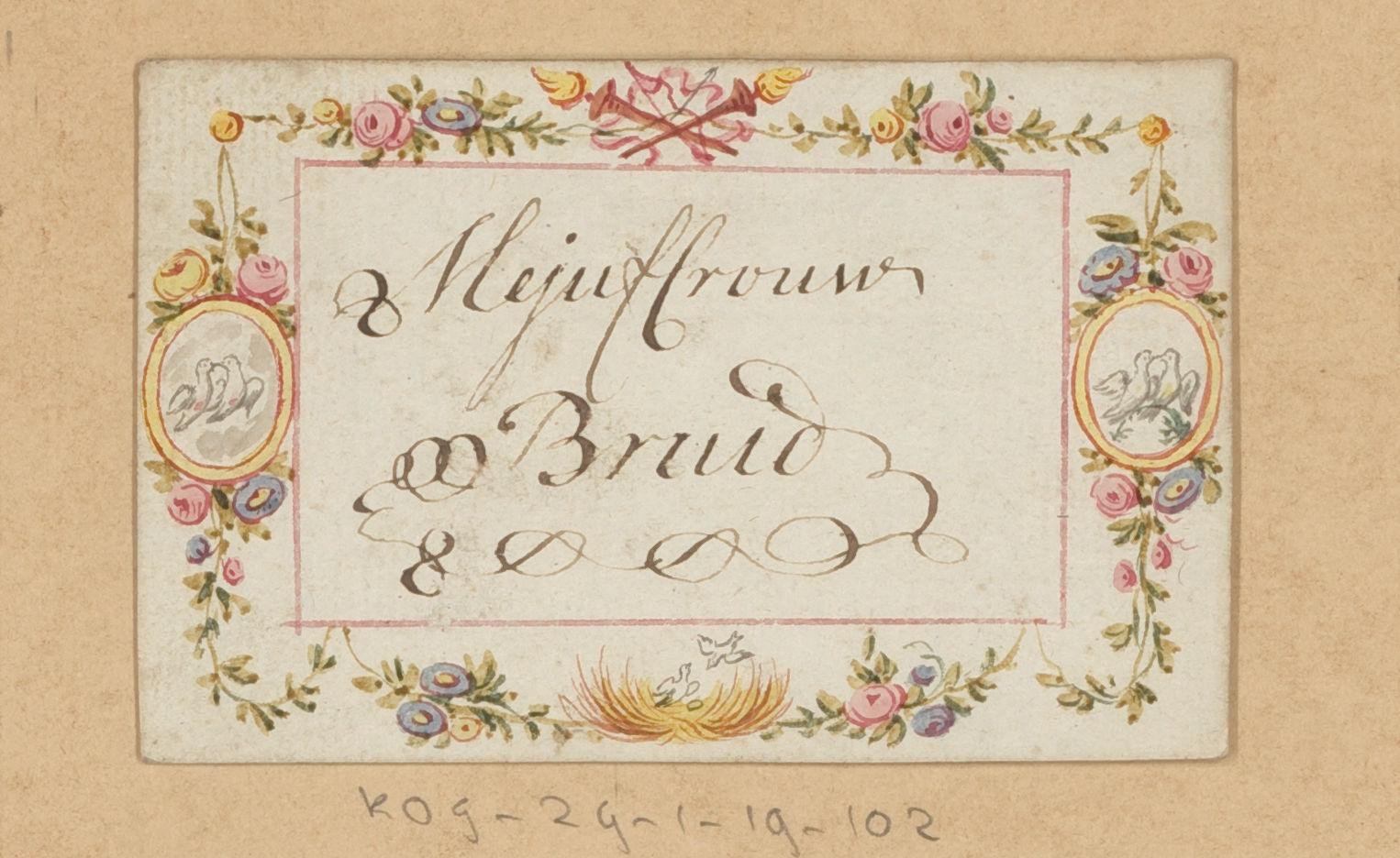 Bruiloftskaart voor 'Mejuffrouw Bruid'