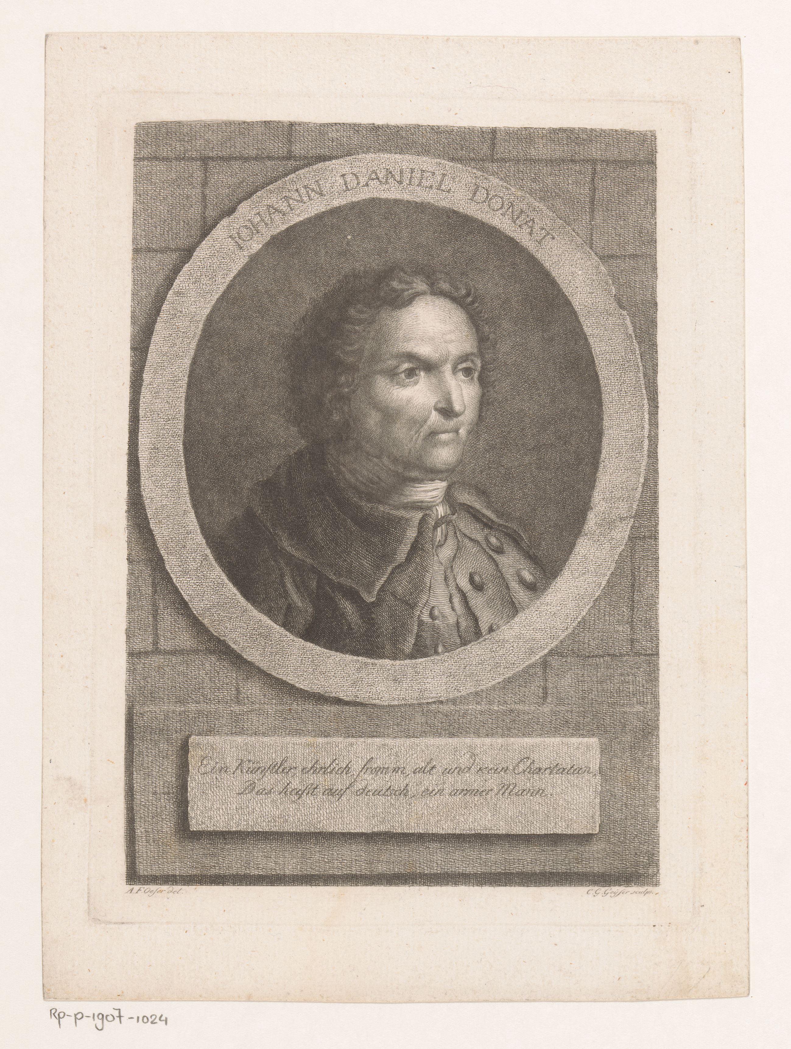 Portret van Johann Daniel Donat