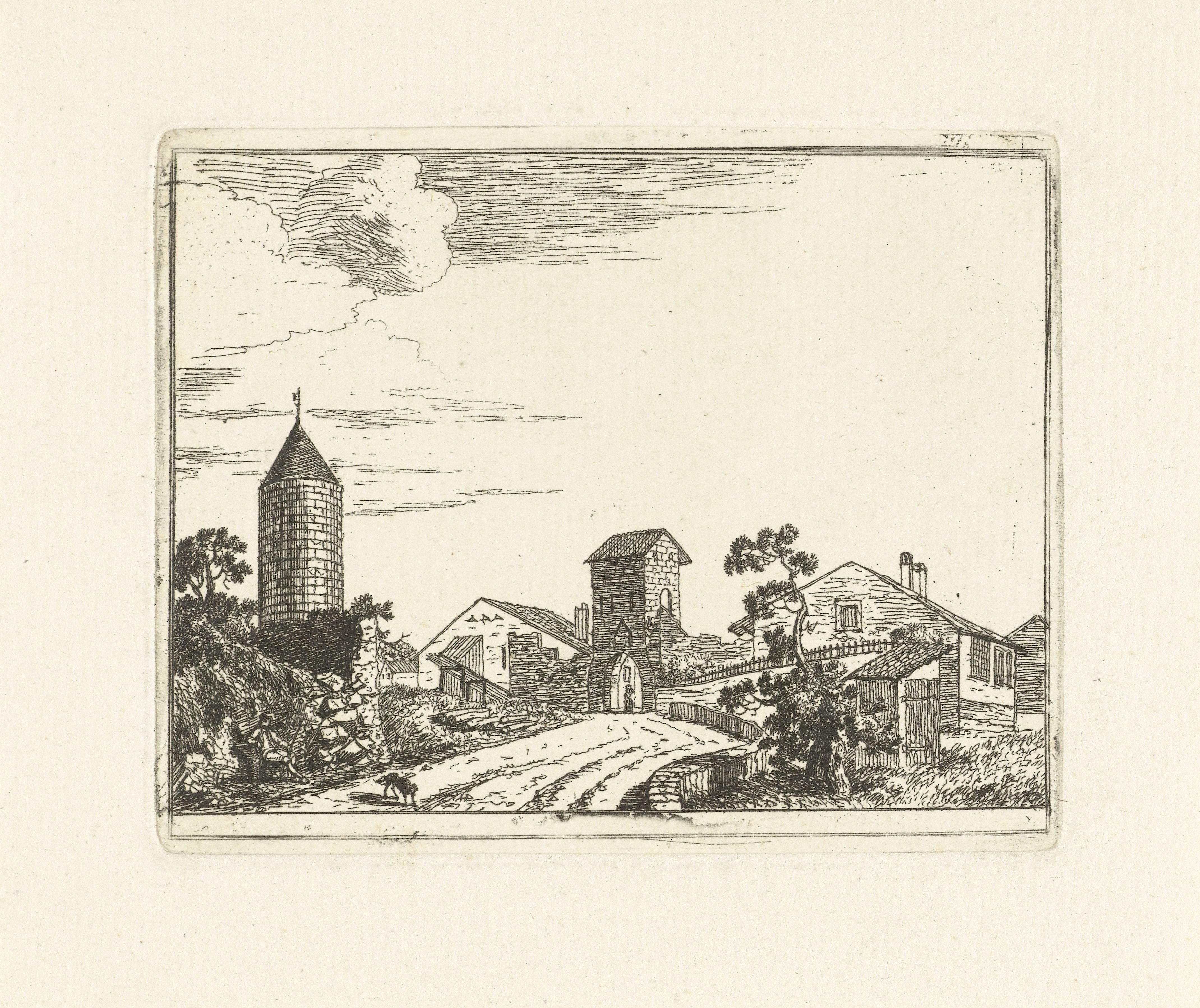 Gezicht op een stadspoort