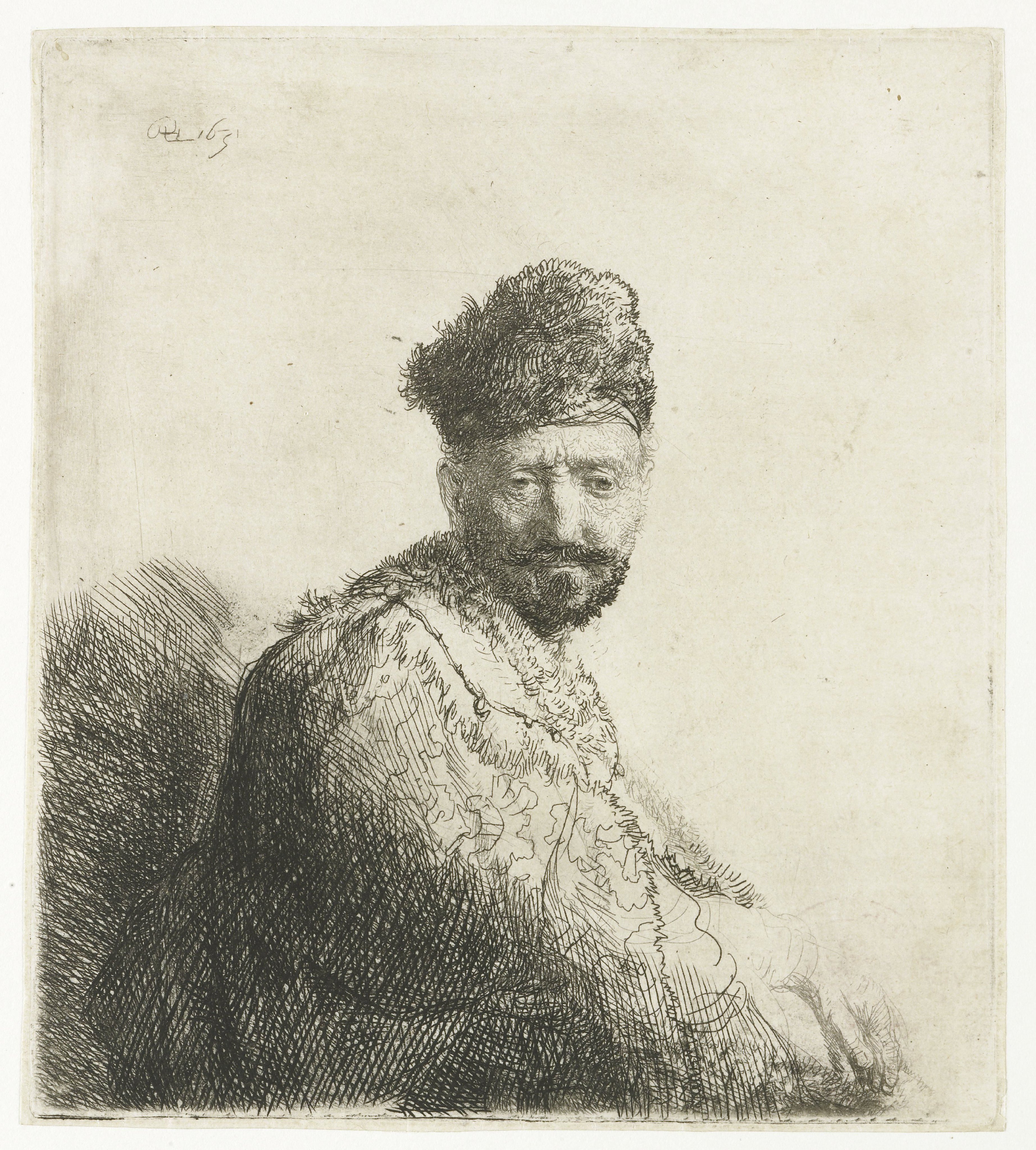 Bearded man, in a furred oriental cap and robe