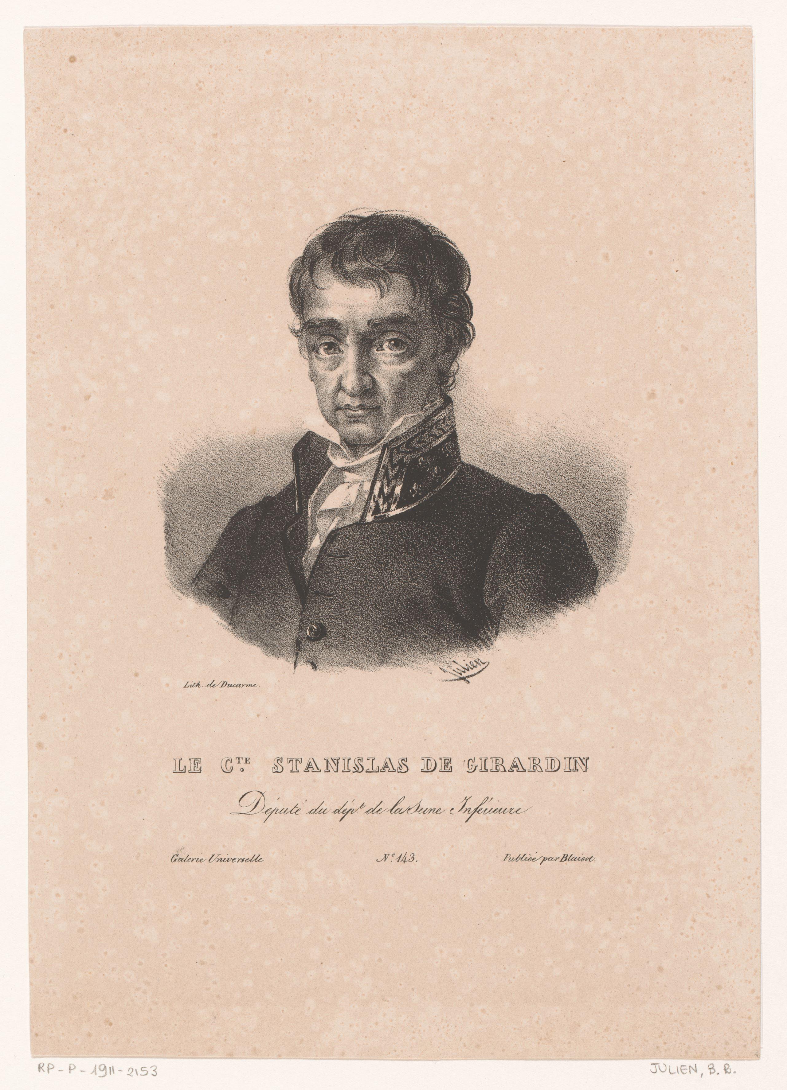 Portret van Louis Stanislas de Girardin