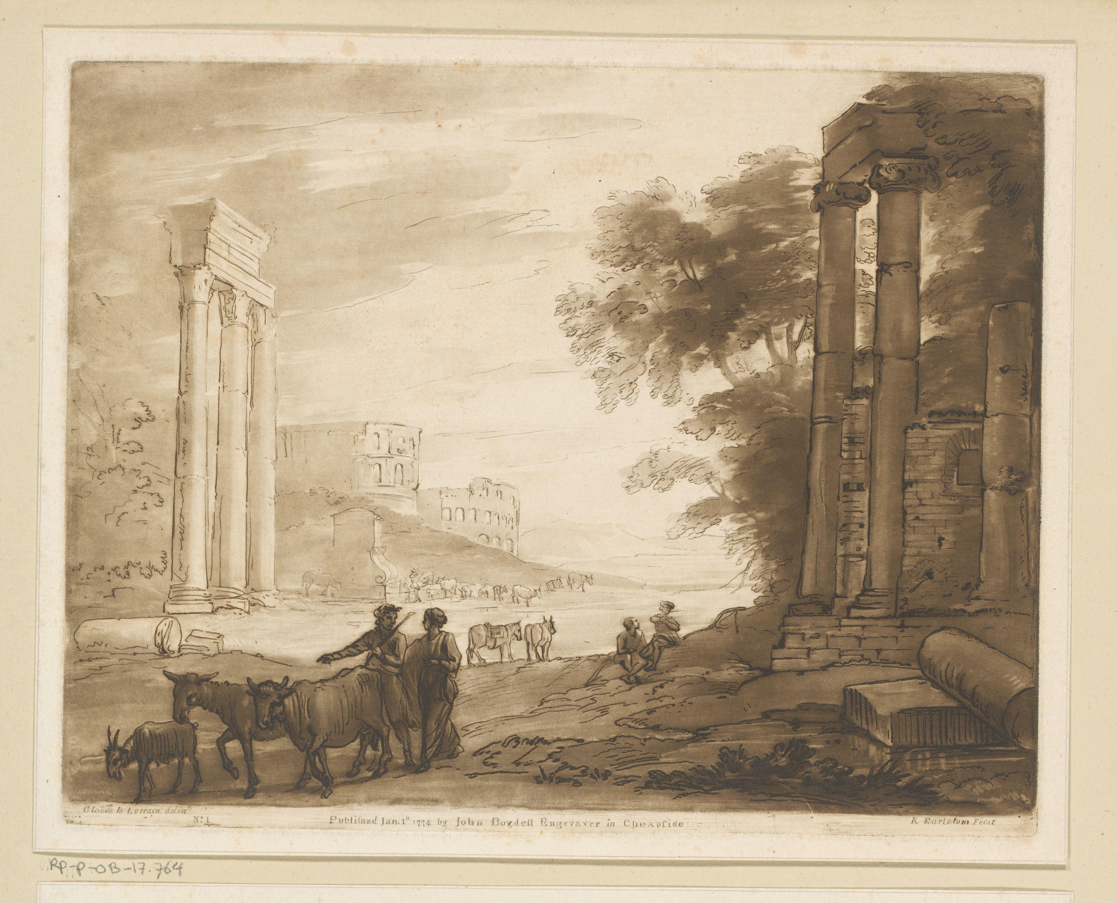 Gezicht in Rome met drie zuilen van de Tempel van Jupiter Stator en het Colosseum