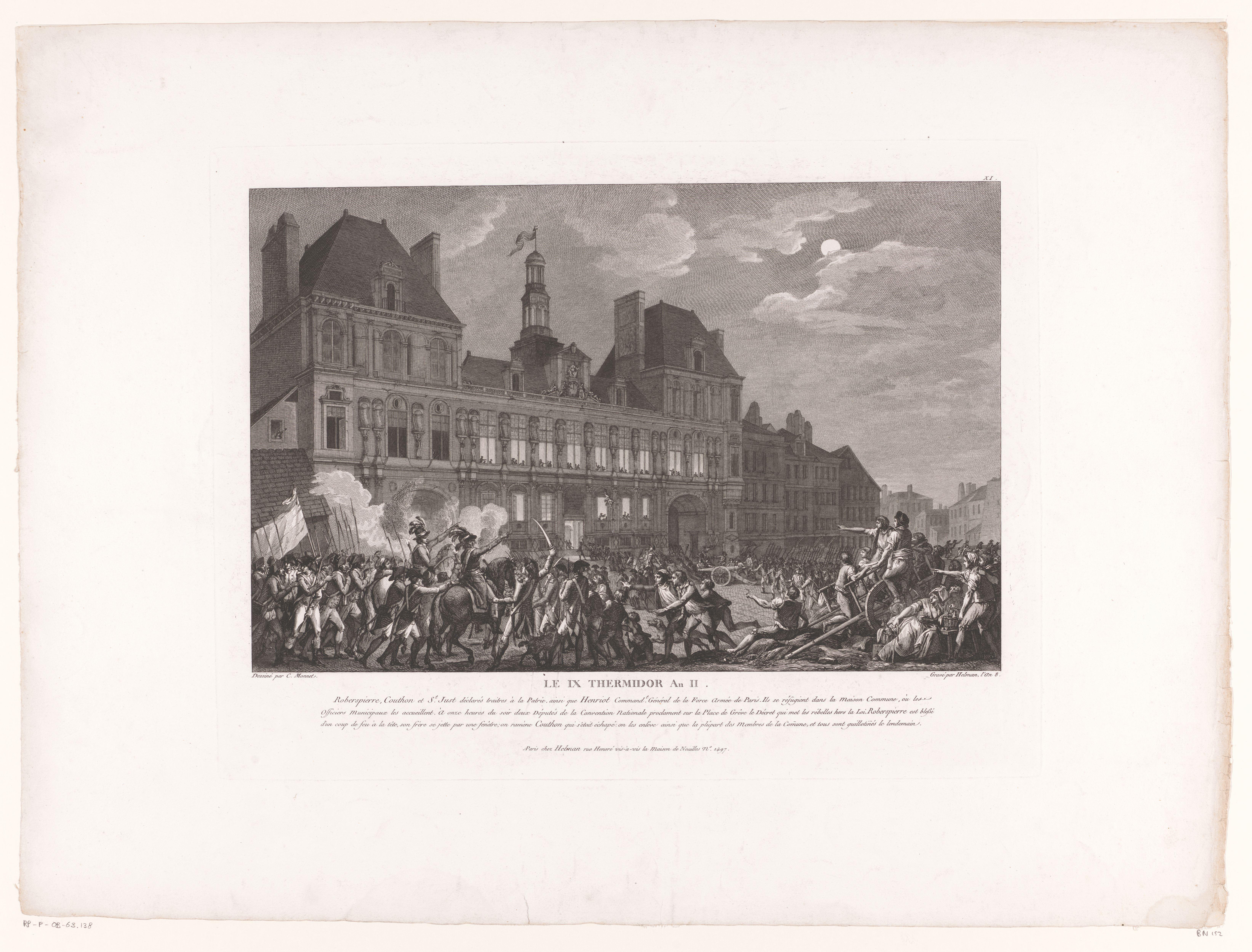 Stadhuis van Parijs omgeven door troepen