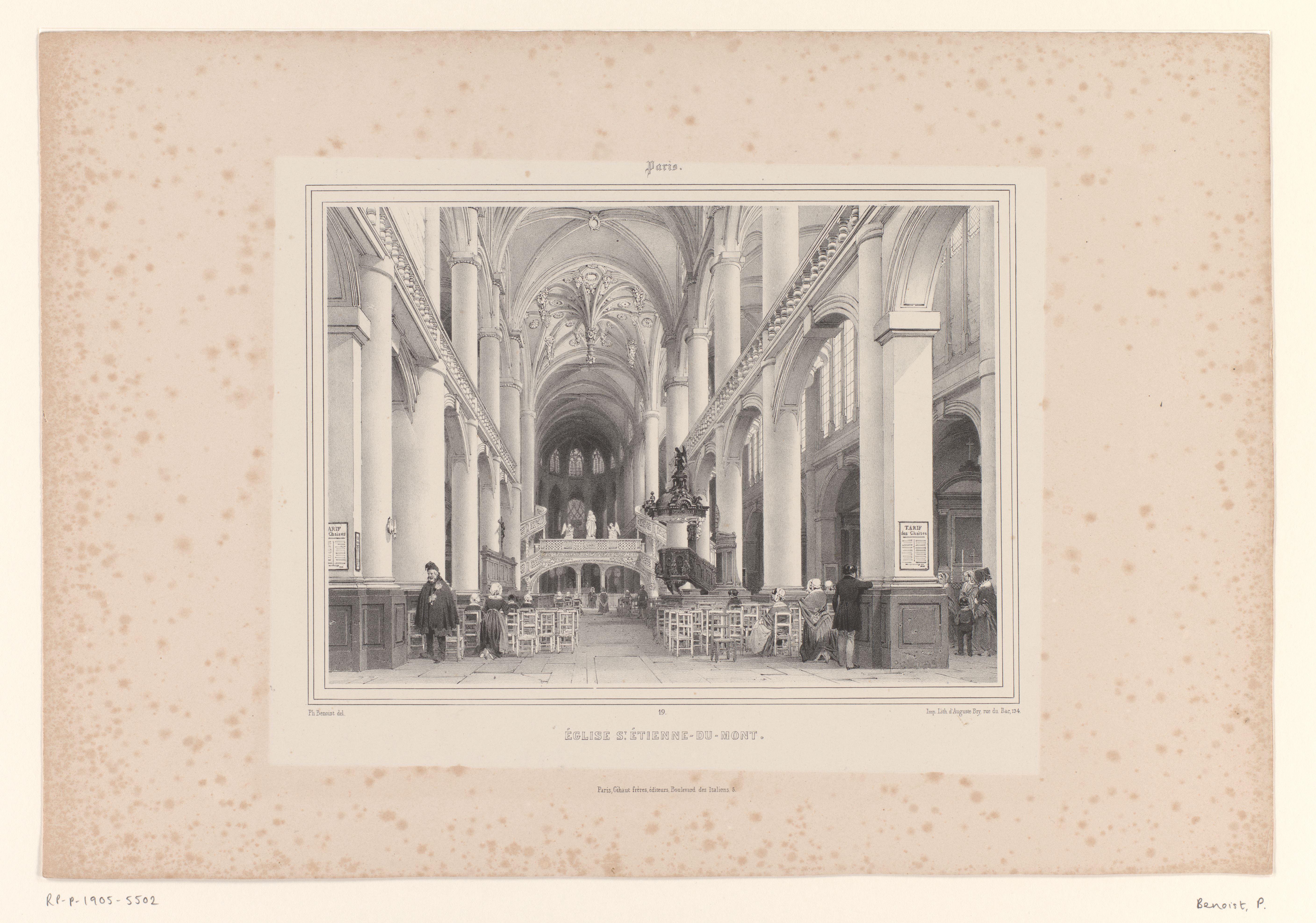 Zicht op het interieur van de kerk Saint-Étienne-du-Mont