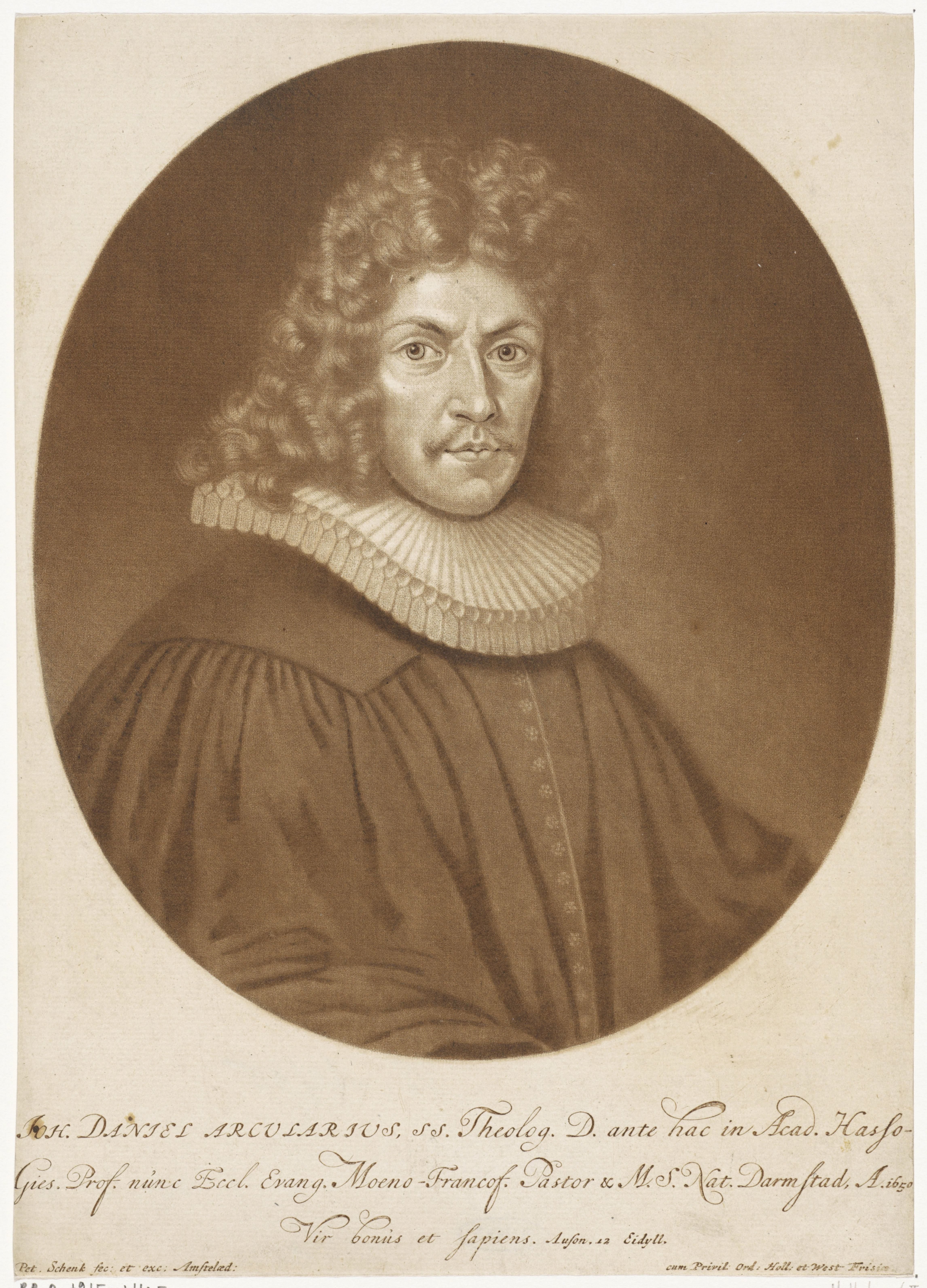 Portret van de predikant en hoogleraar Johann Daniel Arcularius
