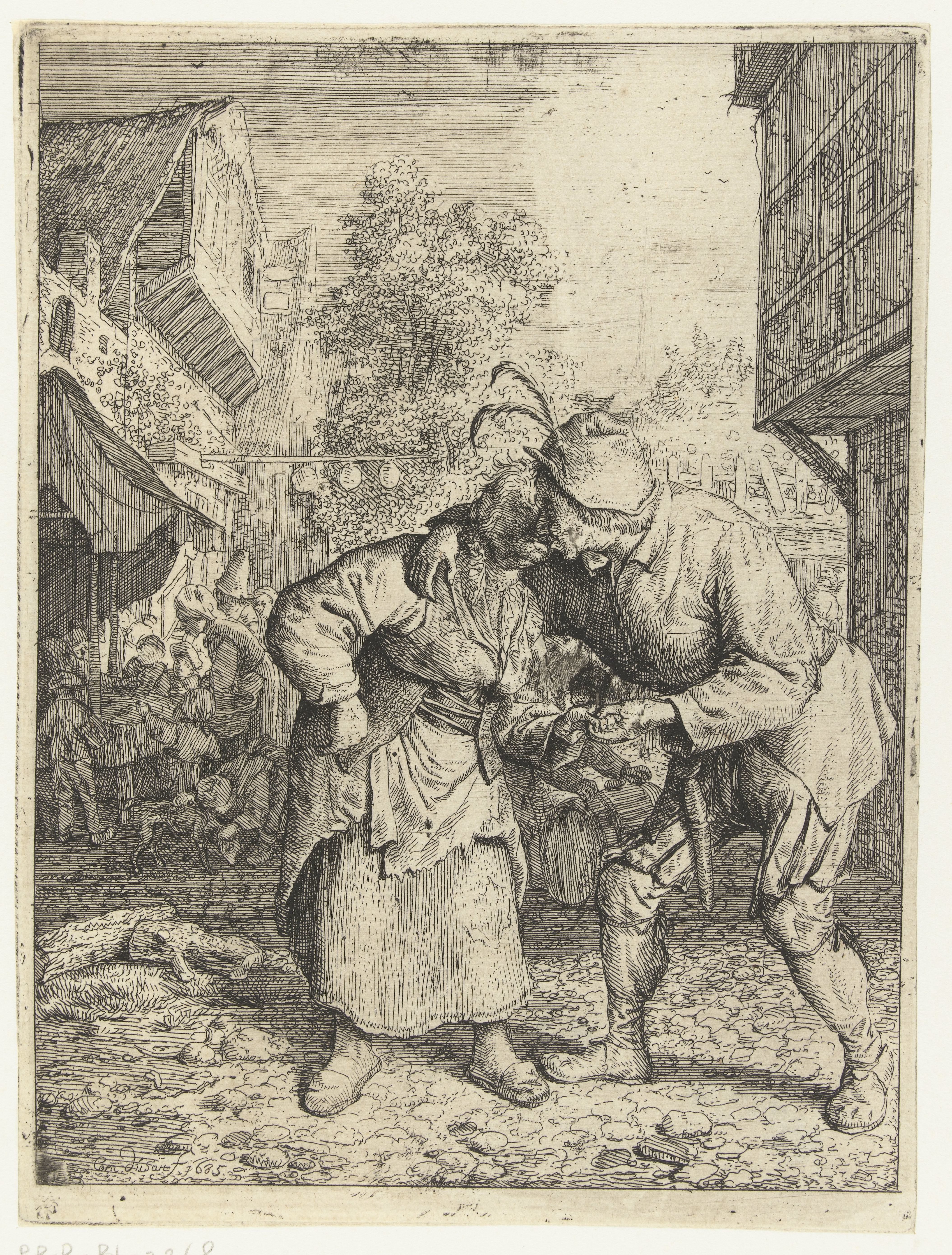 Man en vrouw kussen elkaar