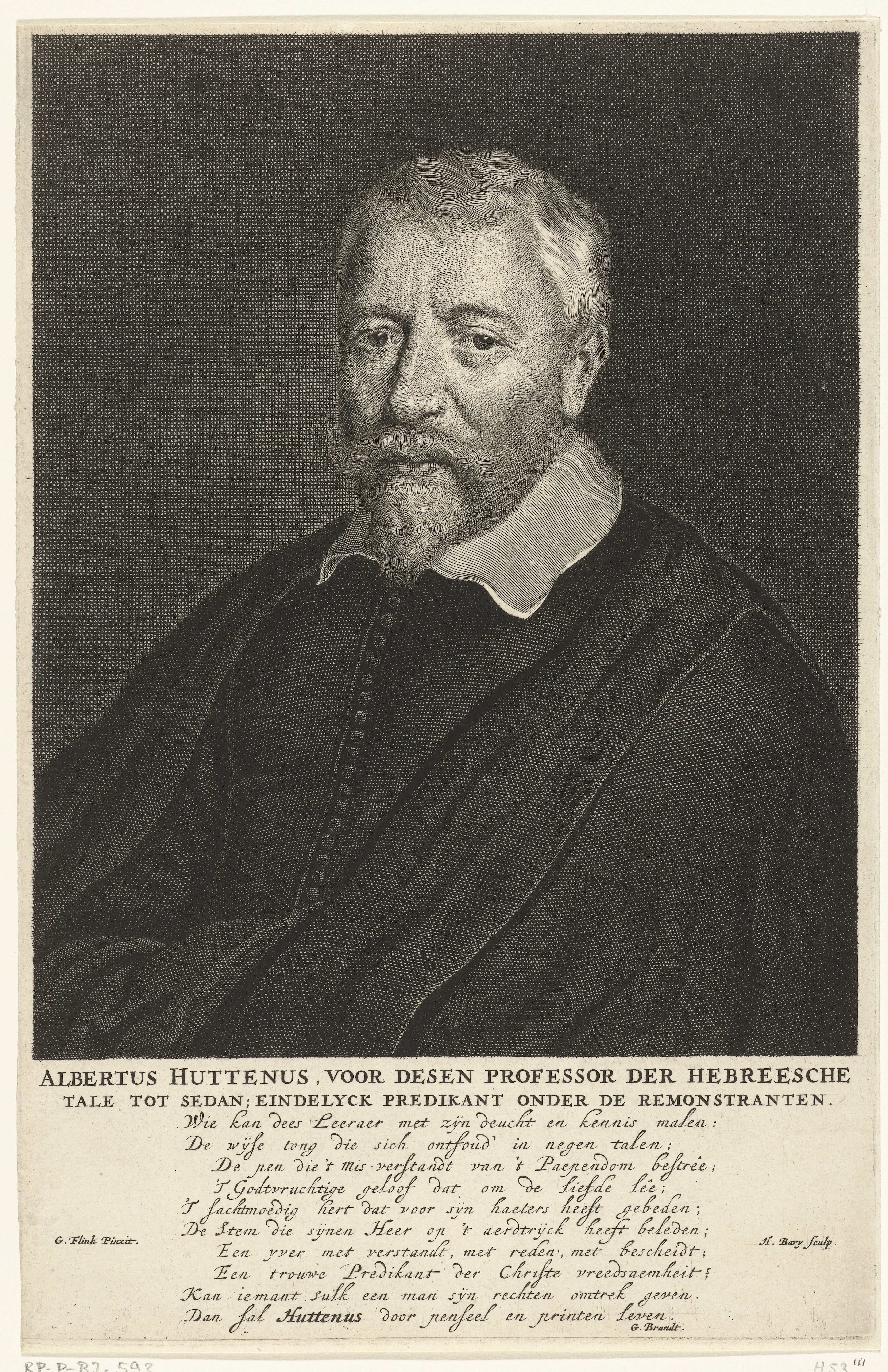 Portret van Albertus Huttenus
