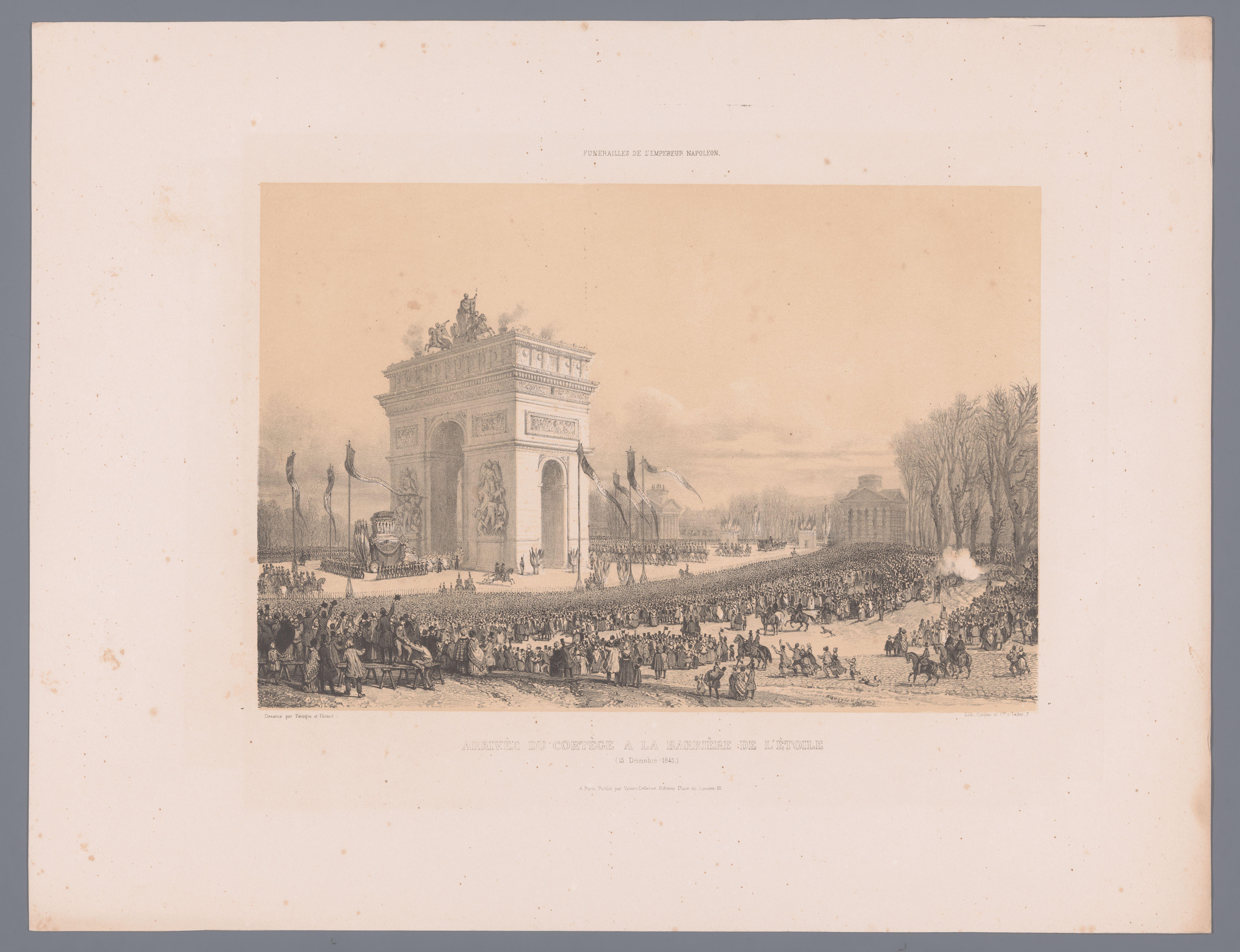 Napoleons rouwstoet passeert de Arc de Triomphe