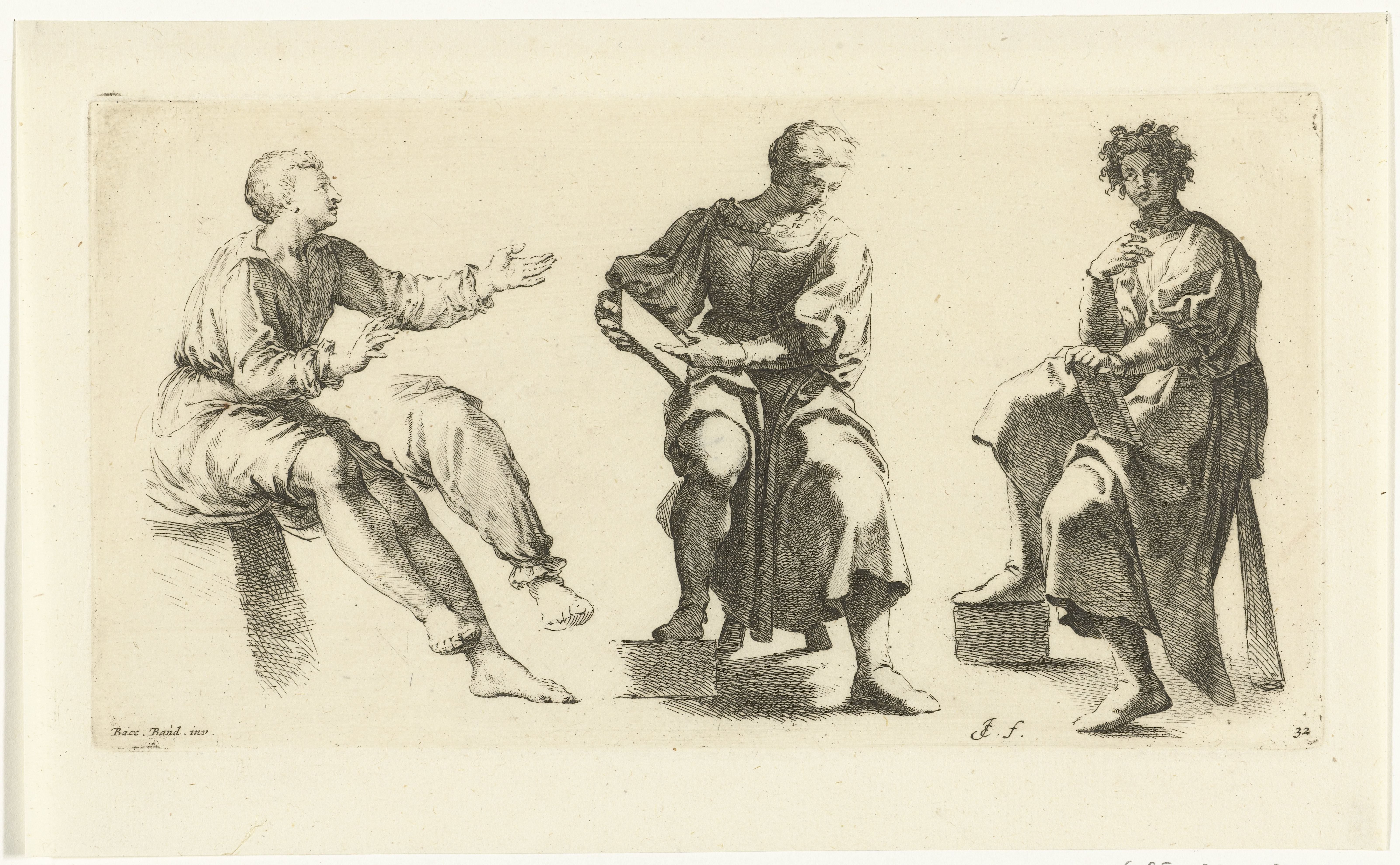 Drie zittende mannen