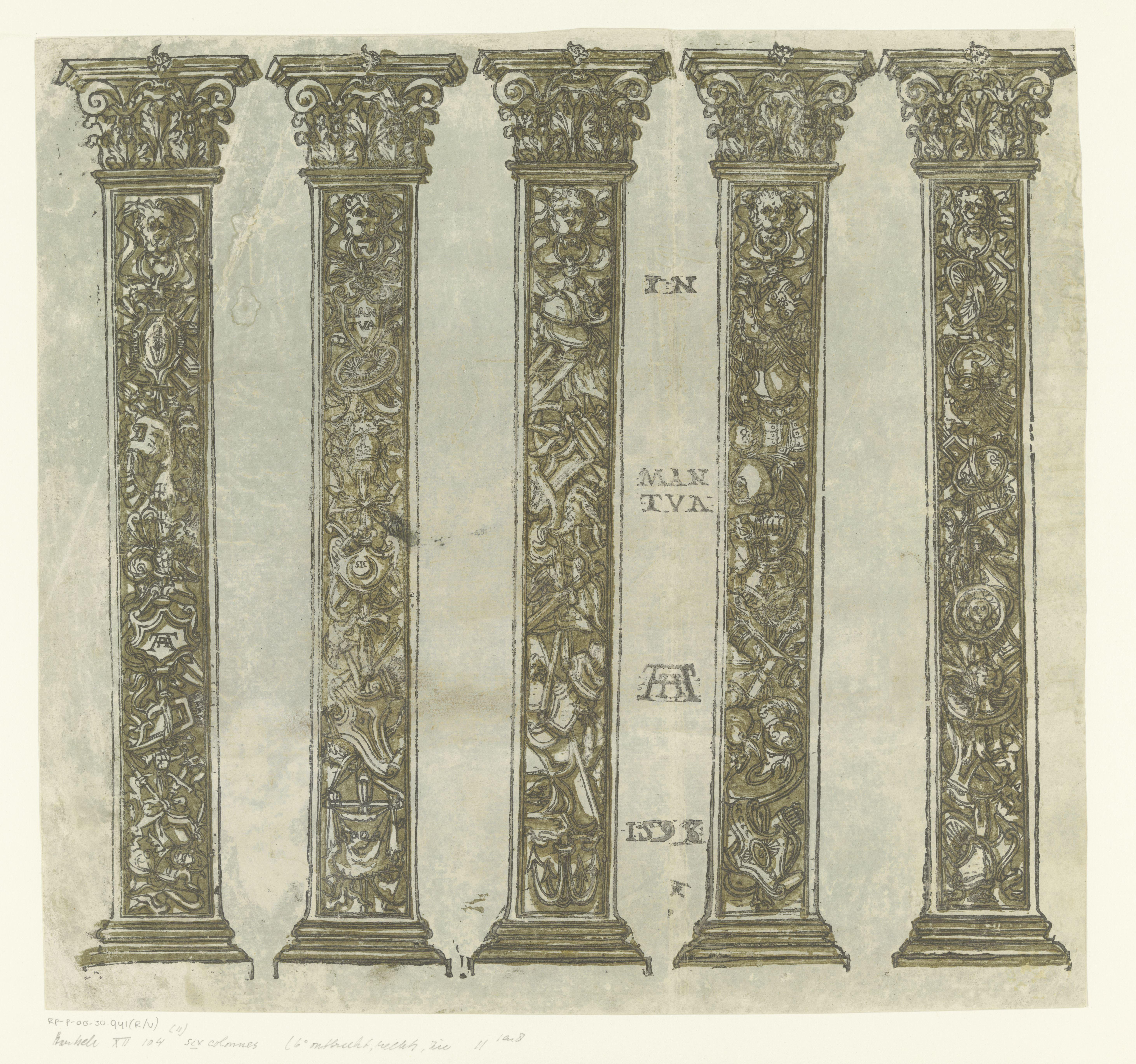 Vijf Korinthische pilasters