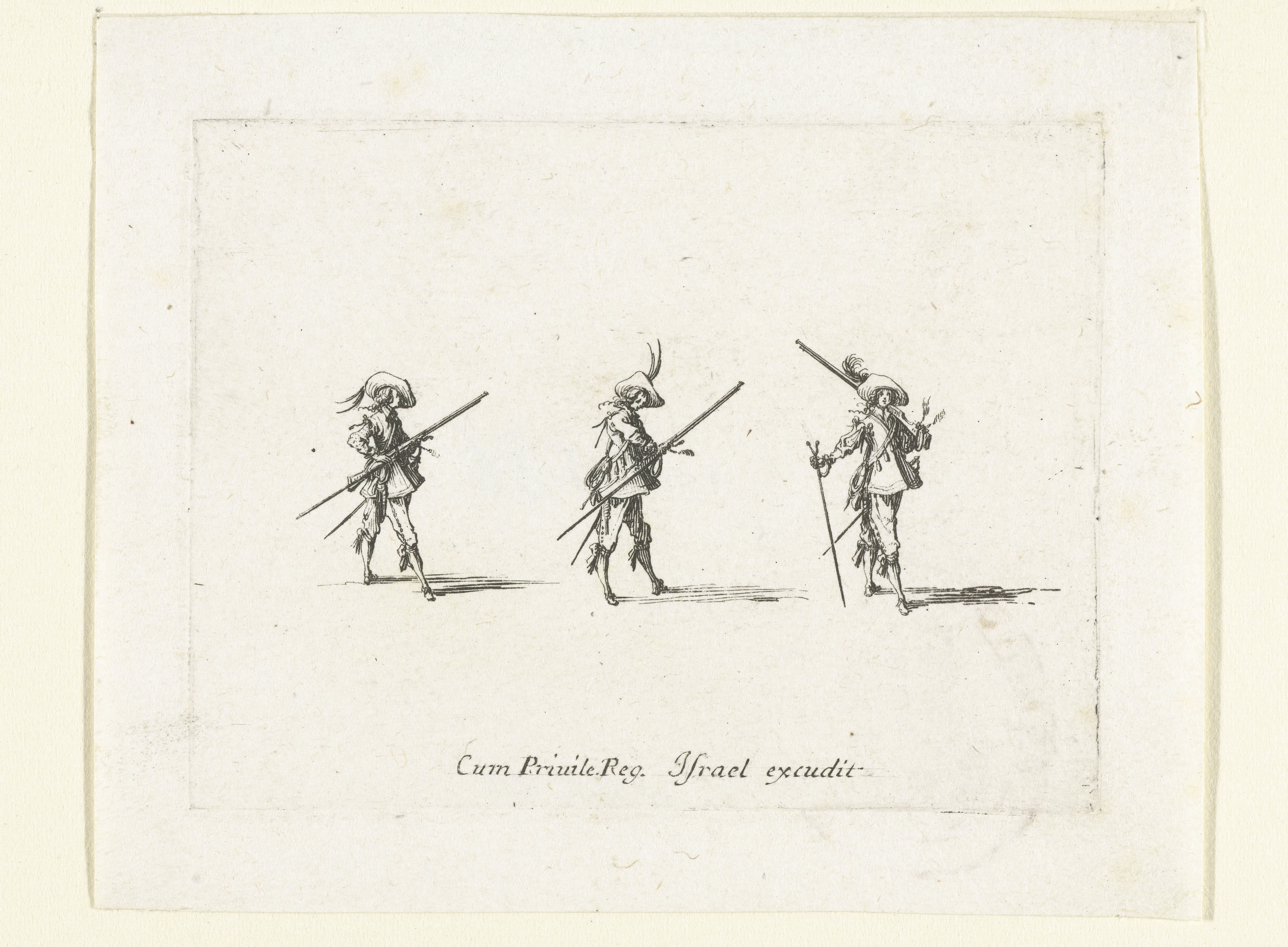 Exercities met een musket: dragen van musket, lont en furket