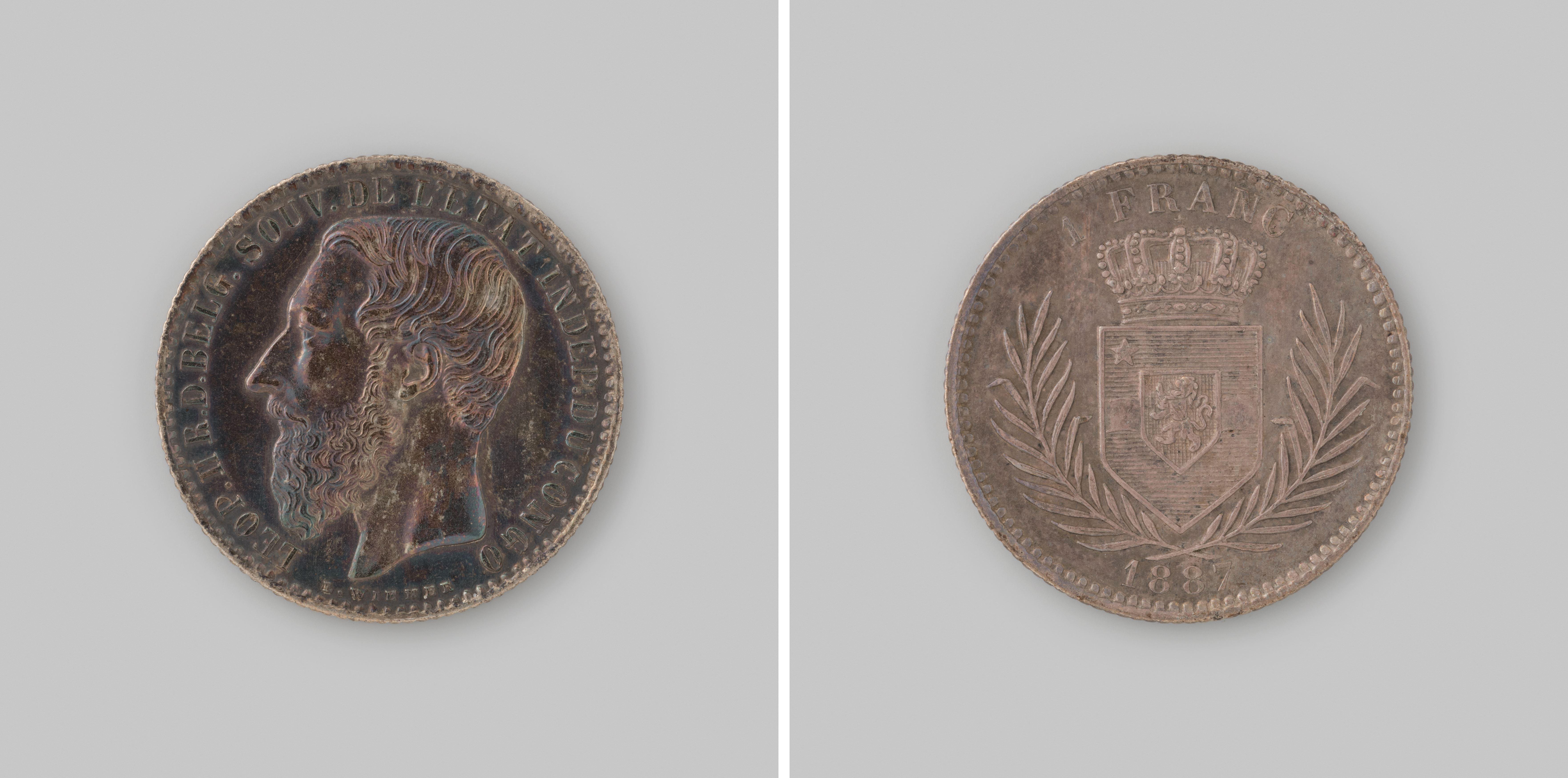 Franc uit Congo Vrijstaat van de Belgische koning Leopold II als soeverein, 1887