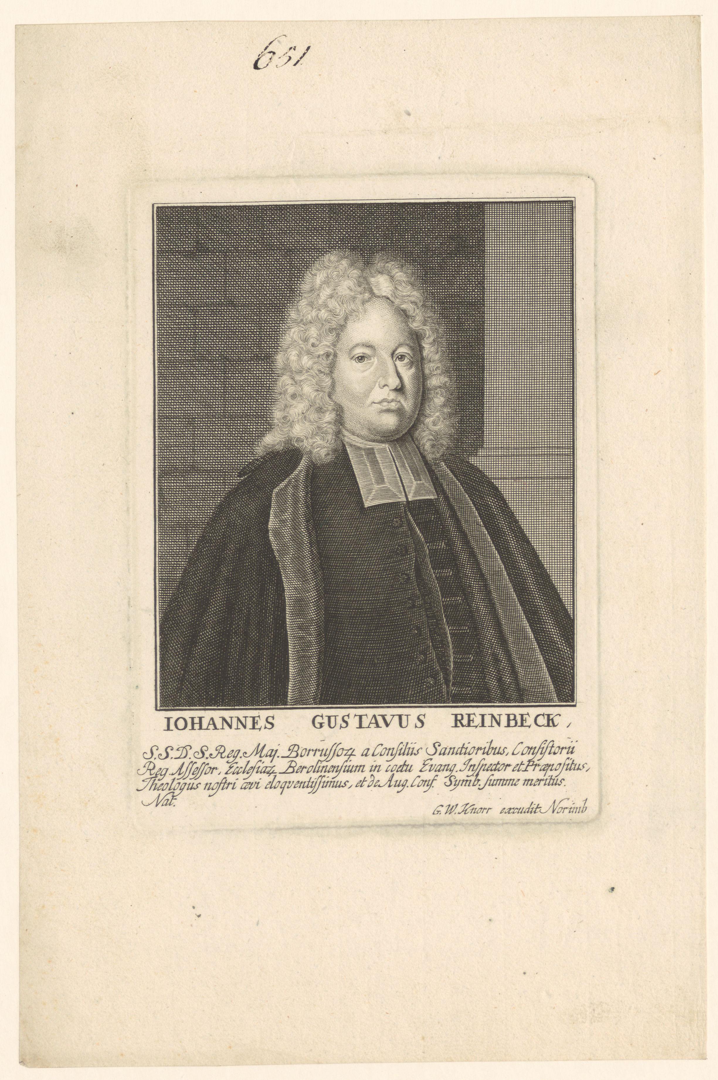 Portret van Johann Gustav Reinbeck