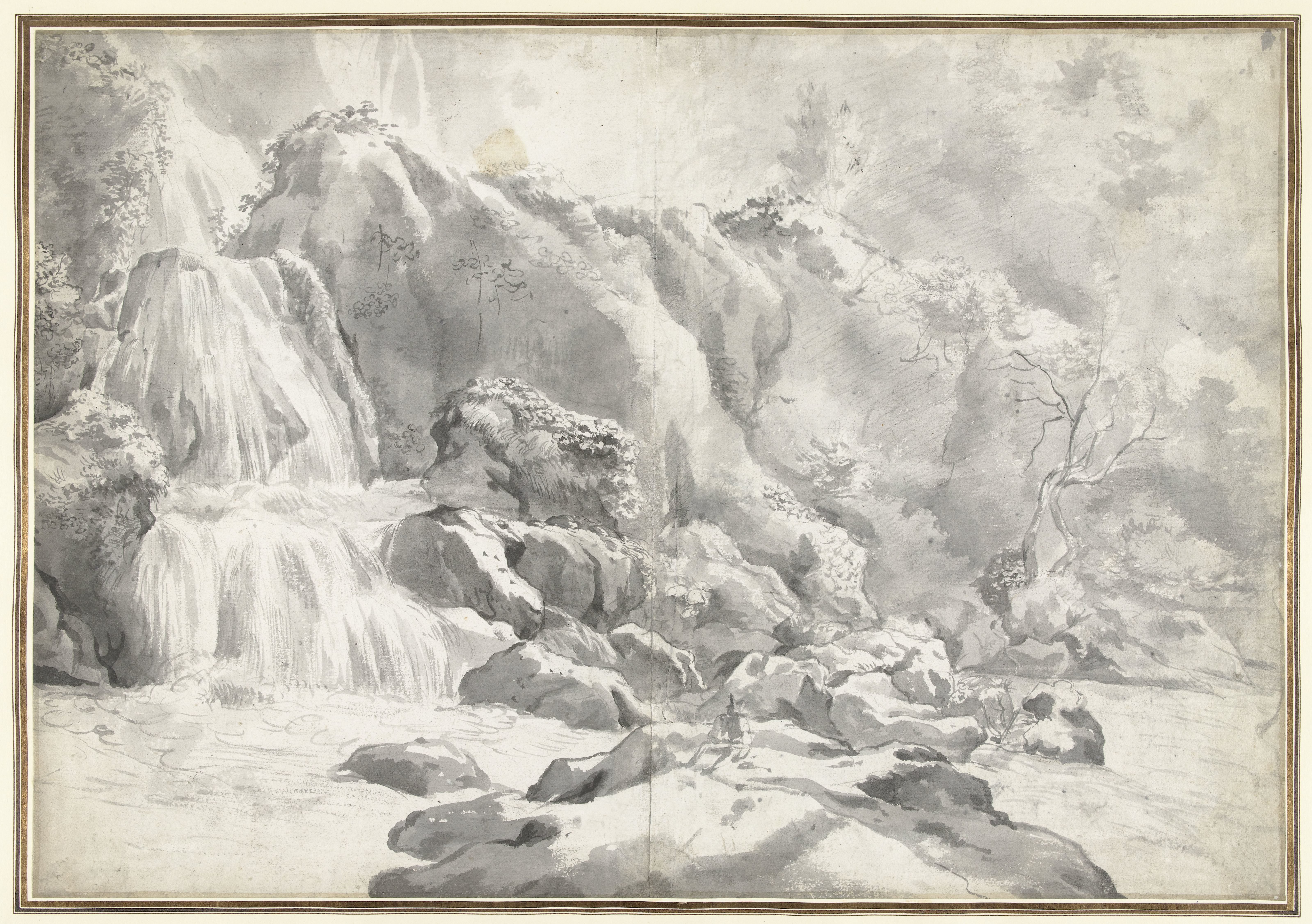 View of the Cascade at Tivoli with a Draughtsman