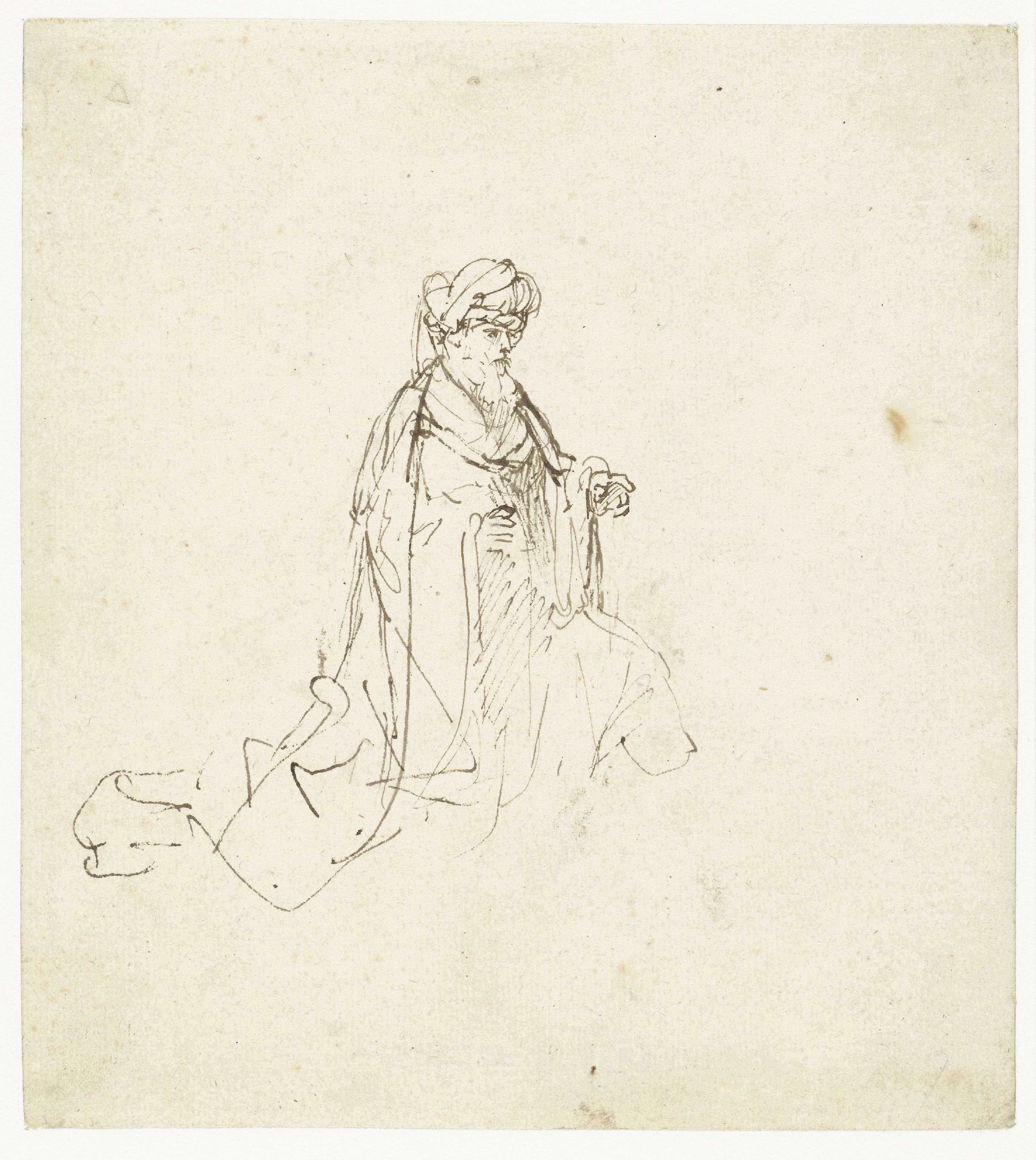 Kneeling Man in a Turban and Heavy Robes