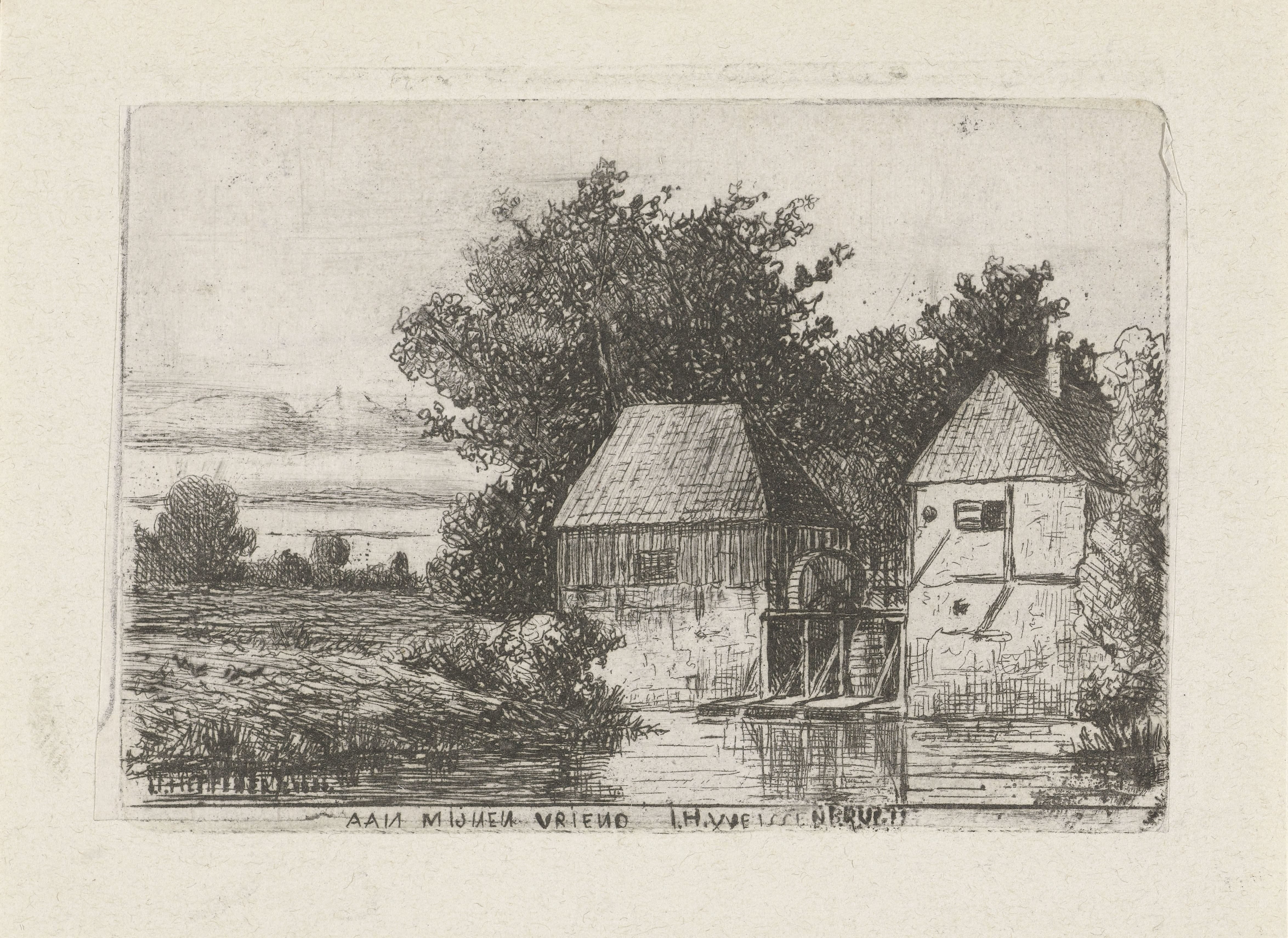 Landschap met watermolen
