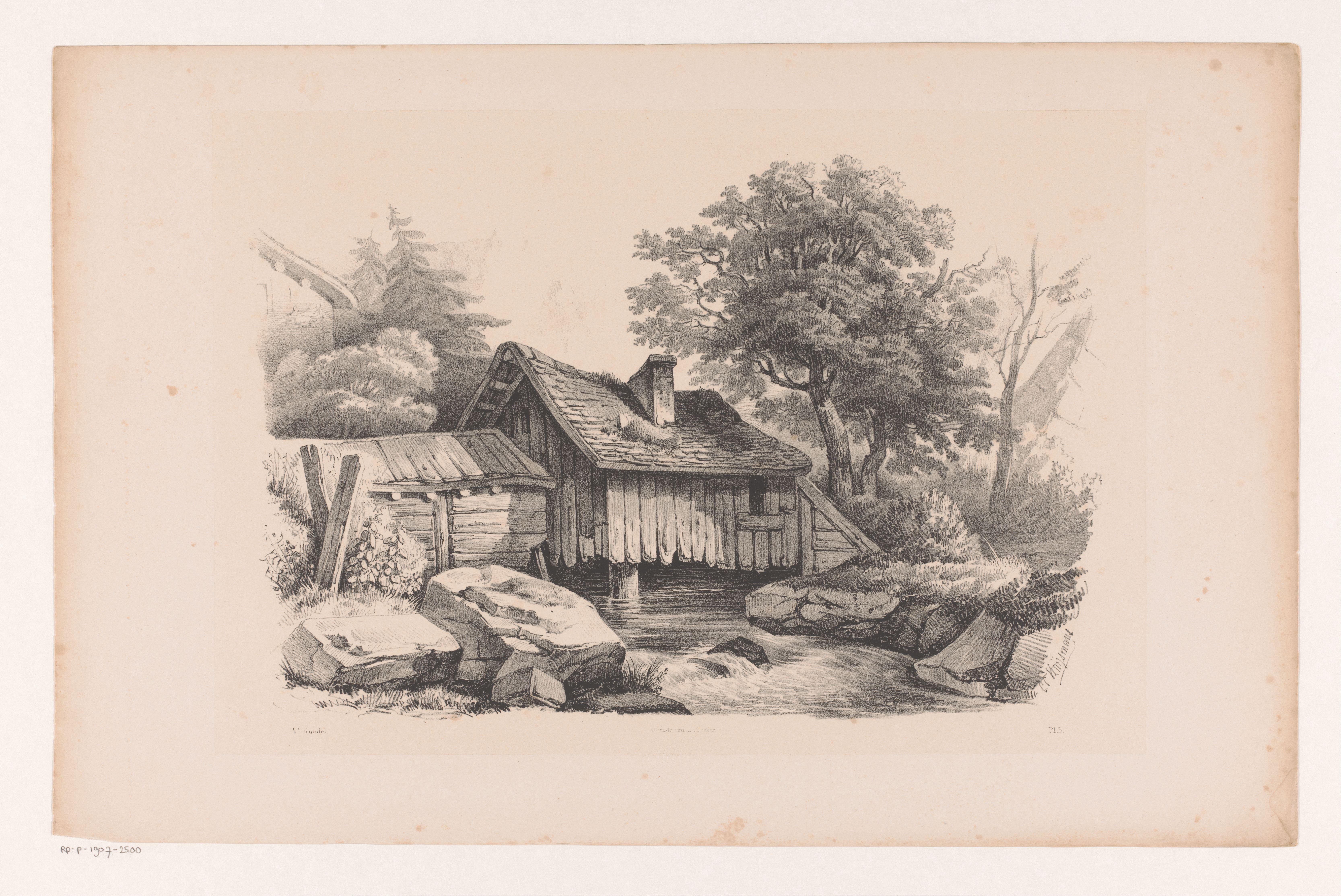 Houten huis boven rivier