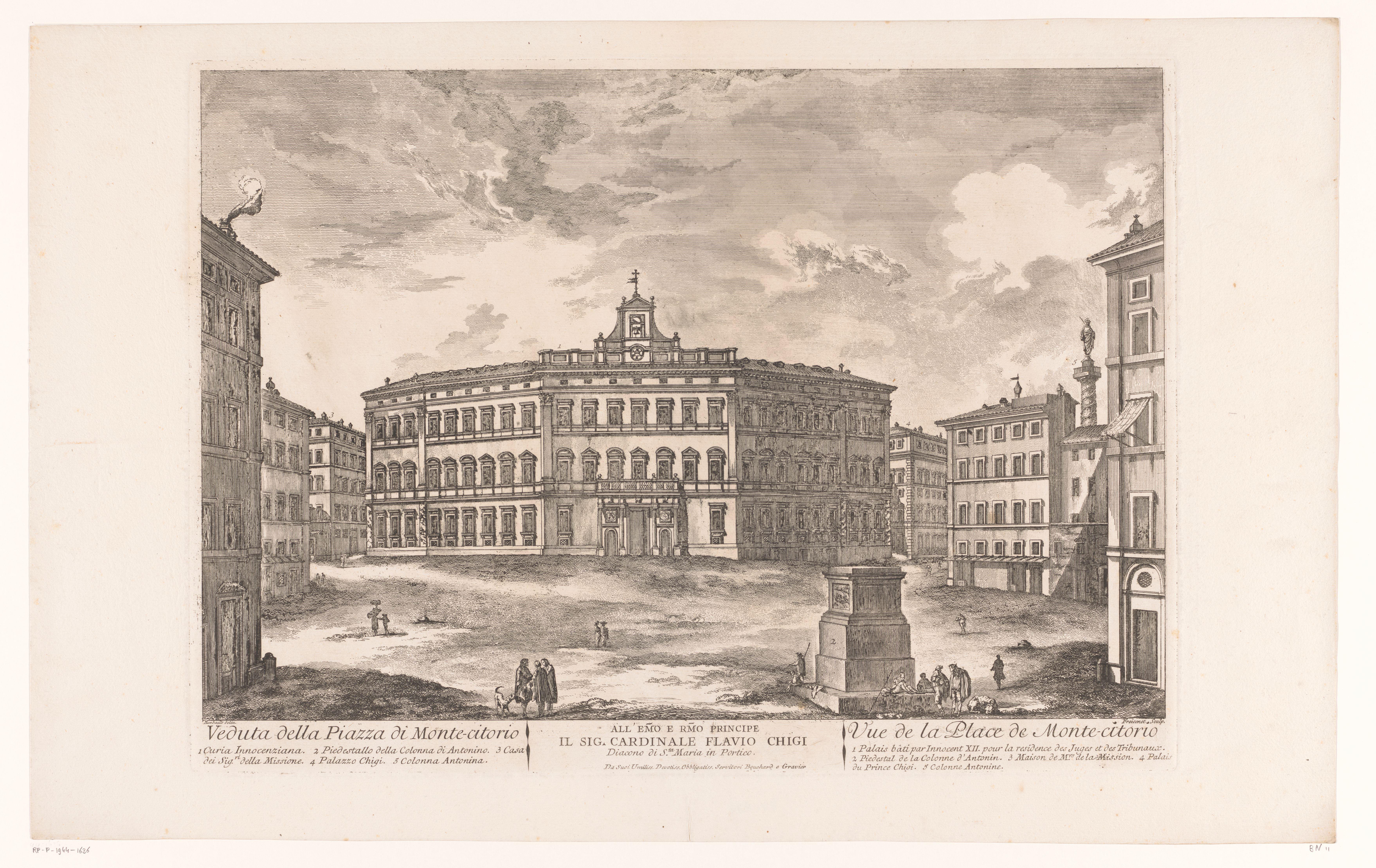 Gezicht op het Piazza Montecitorio