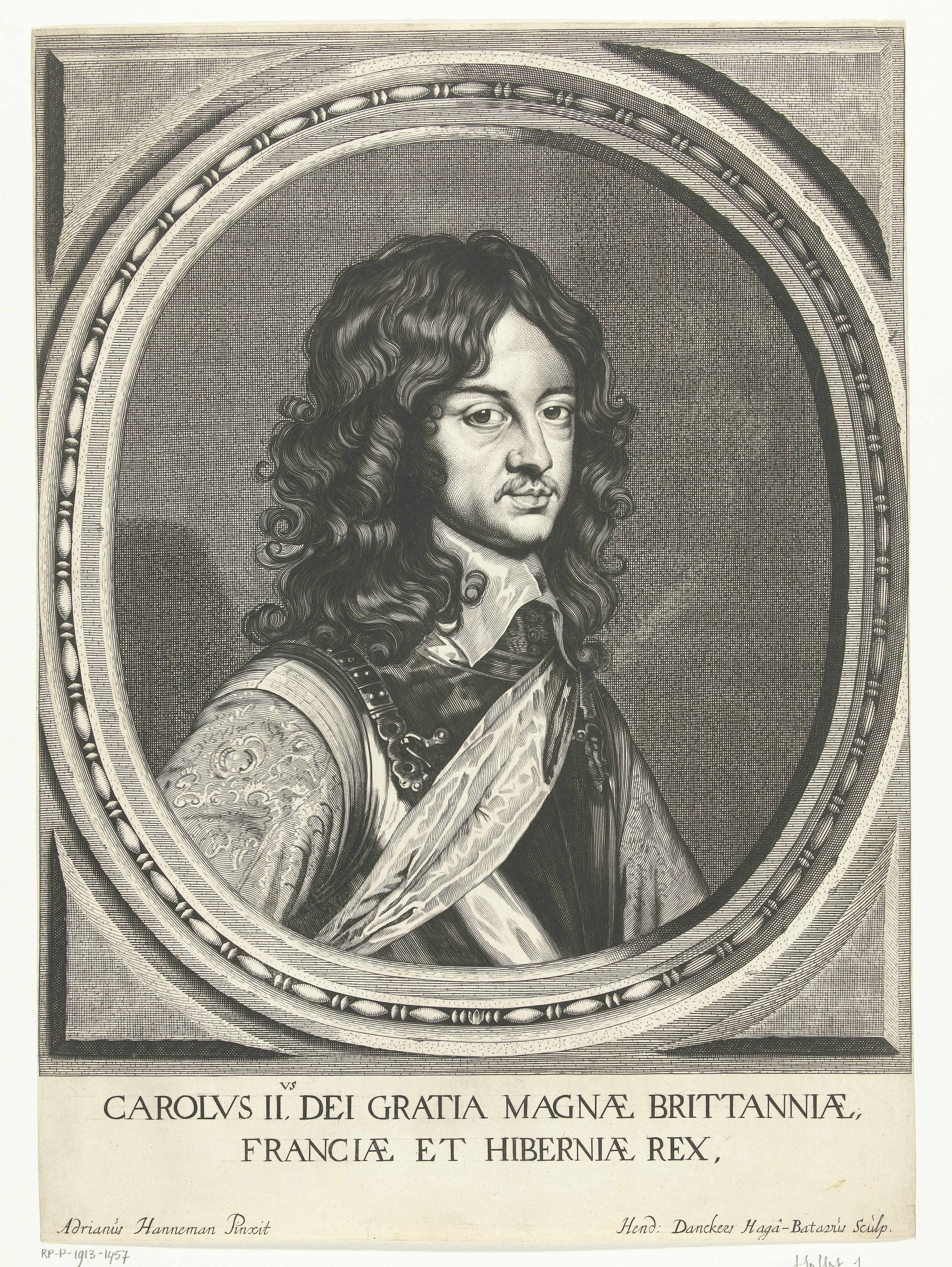 Portret van Karel II, koning van Engeland in ovaal