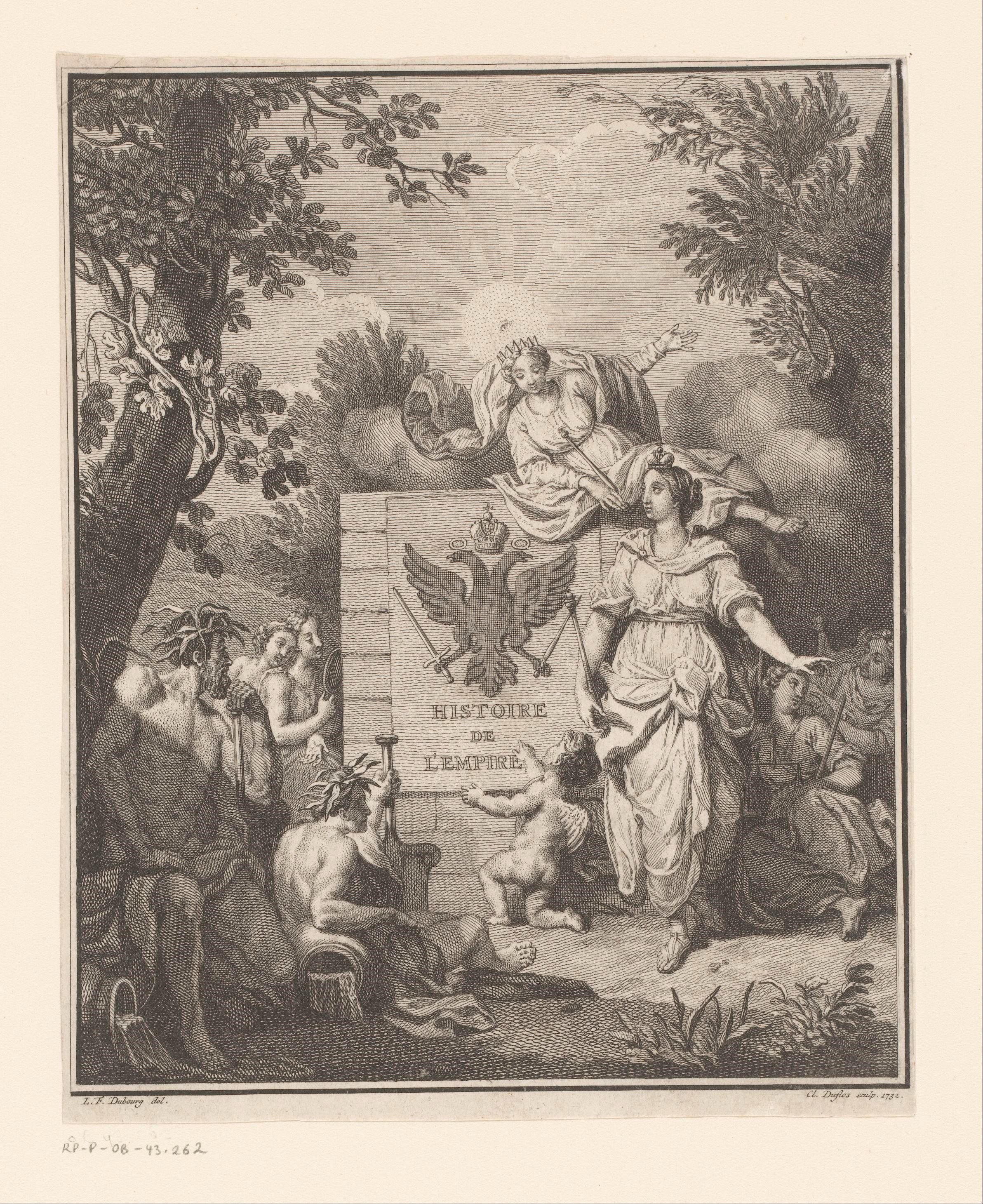 Allegorische voorstelling met wapenschild