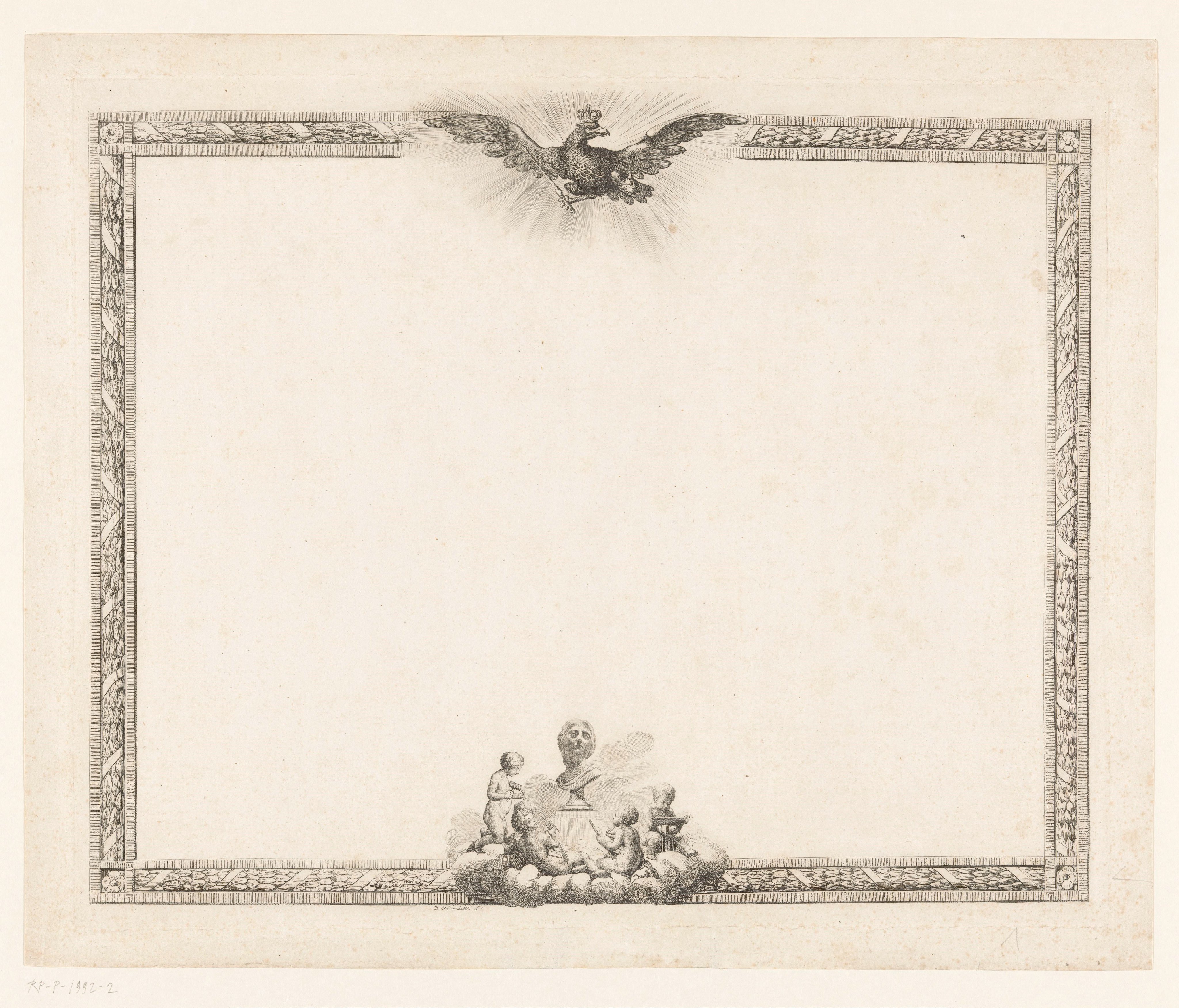 Blanco patent van de Koninklijke Academie der Schone Kunsten in Berlijn met decoratieve omkadering