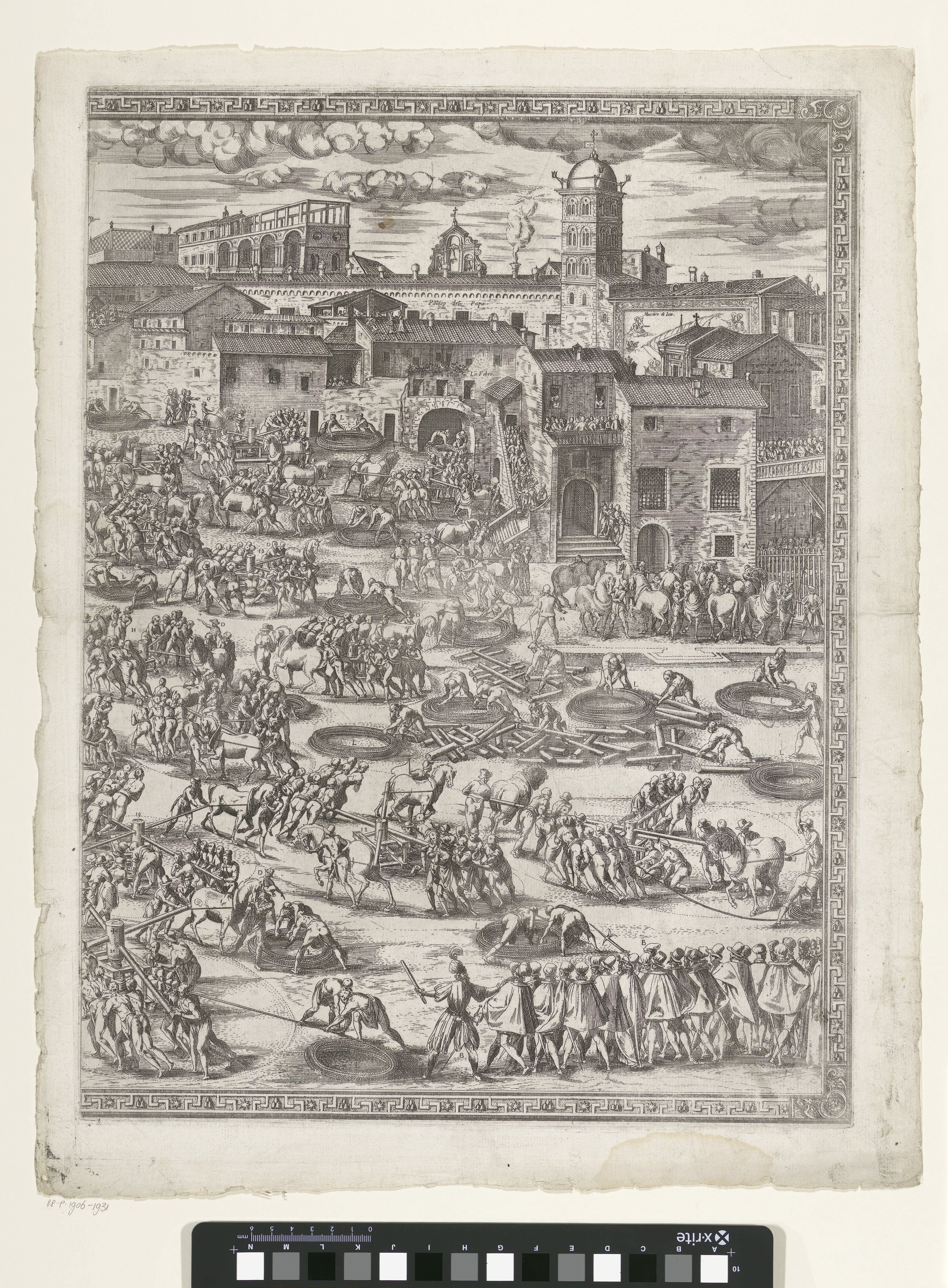De oprichting van de obelisk op het St. Pietersplein