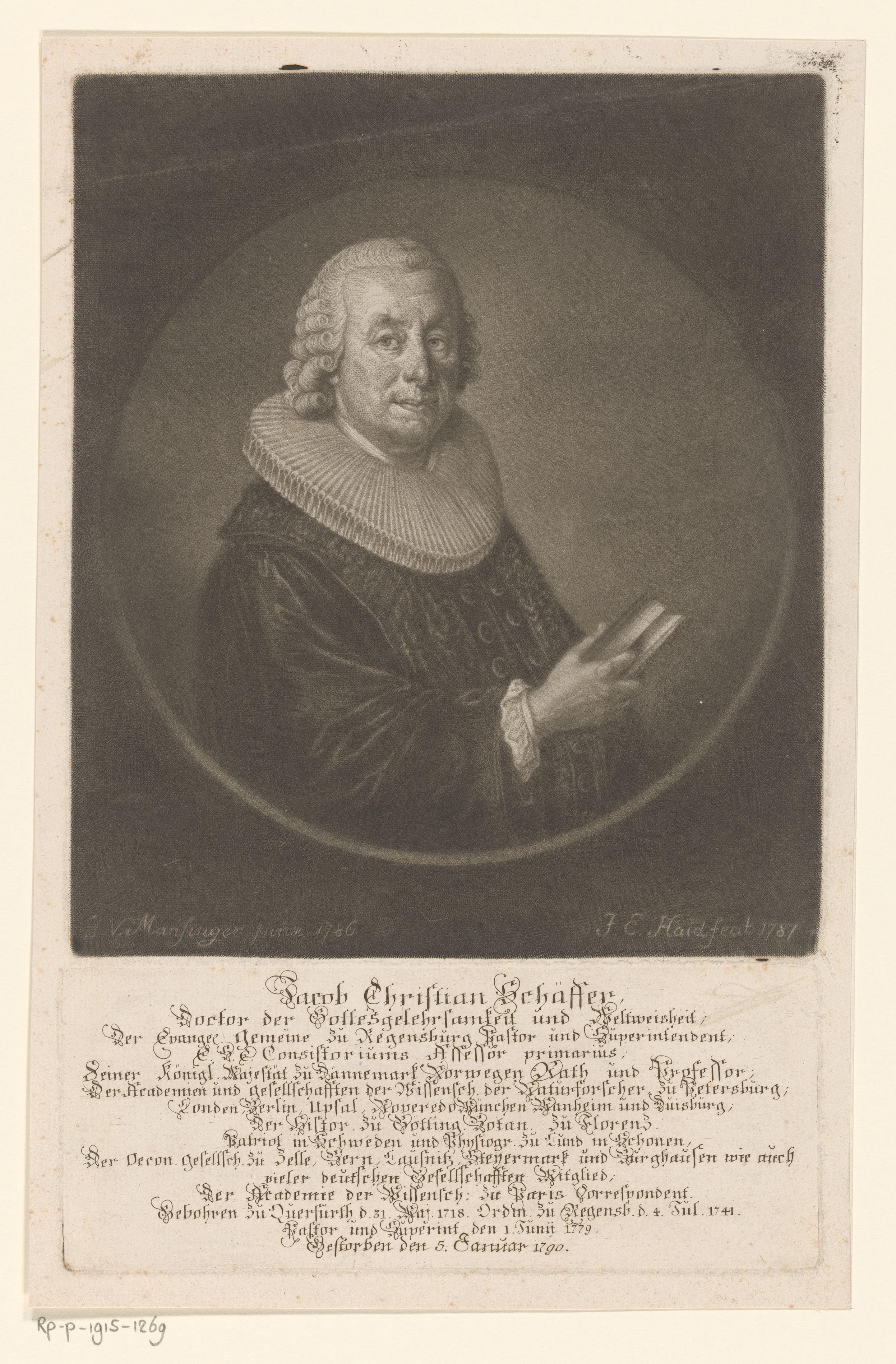 Portret van Jacob Christian von Schaeffer