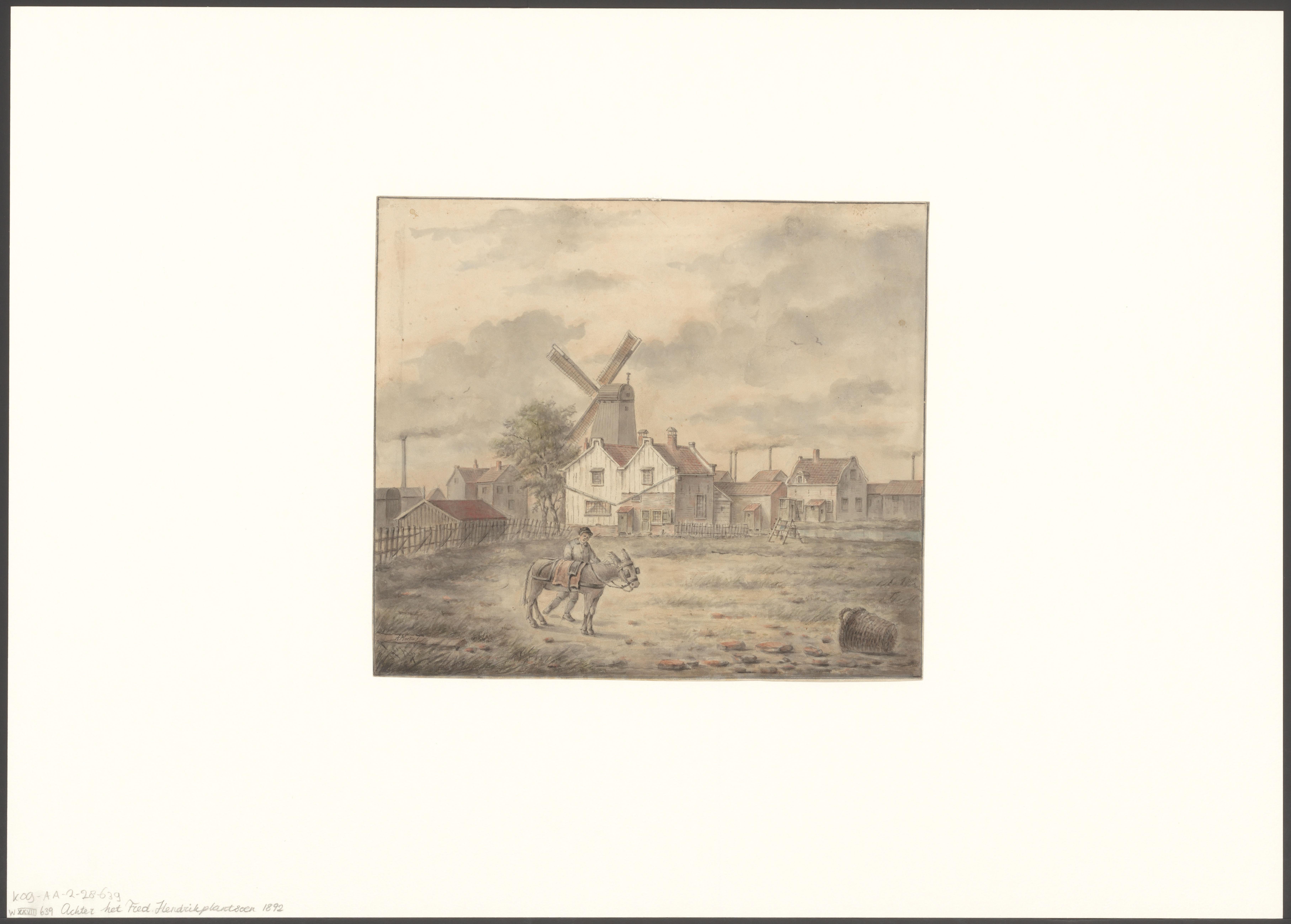 Gezicht op molen De Windhond vanaf de Voorweg