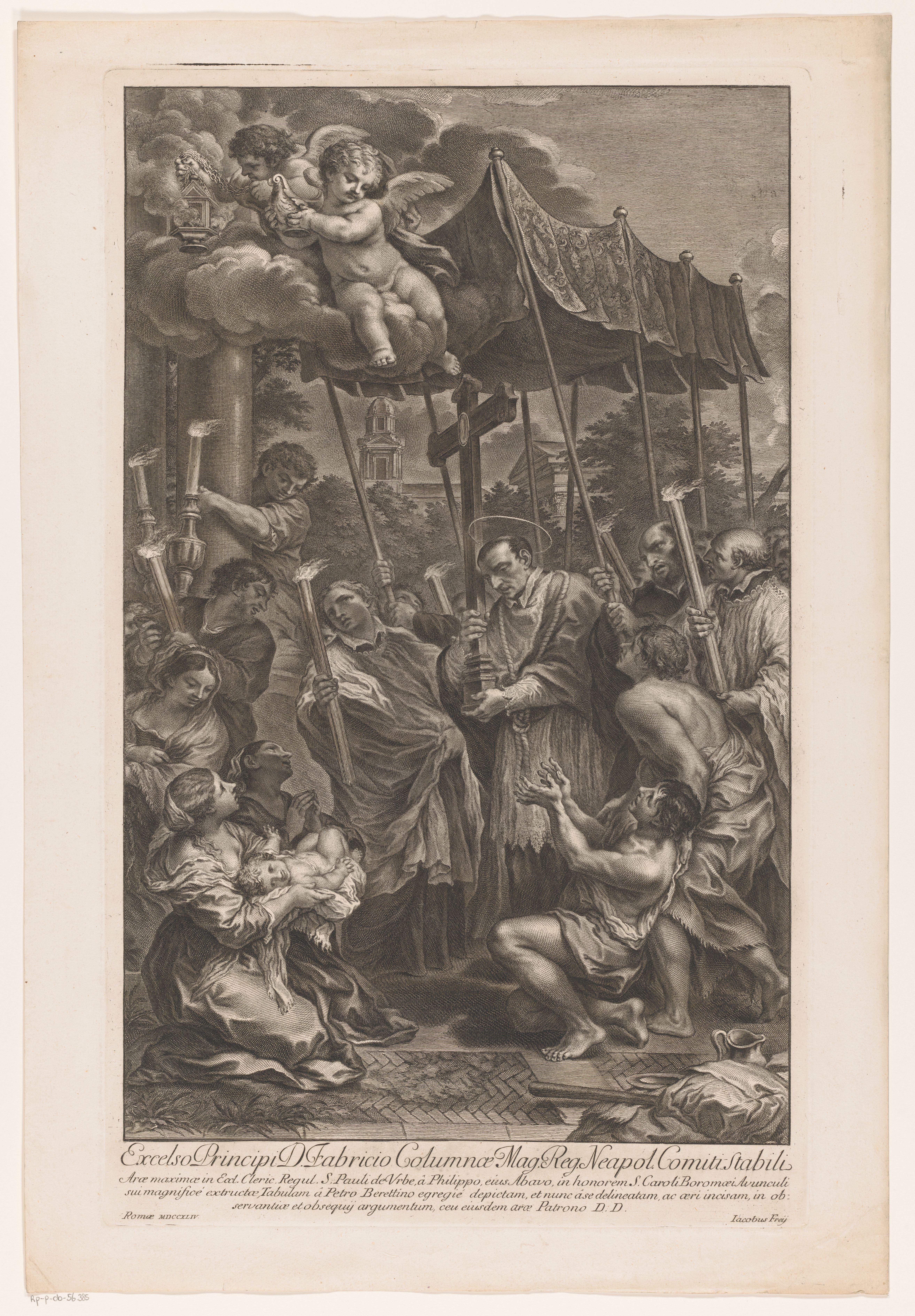 H. Carolus Borromeus draagt een crucifix langs slachtoffers van de pest