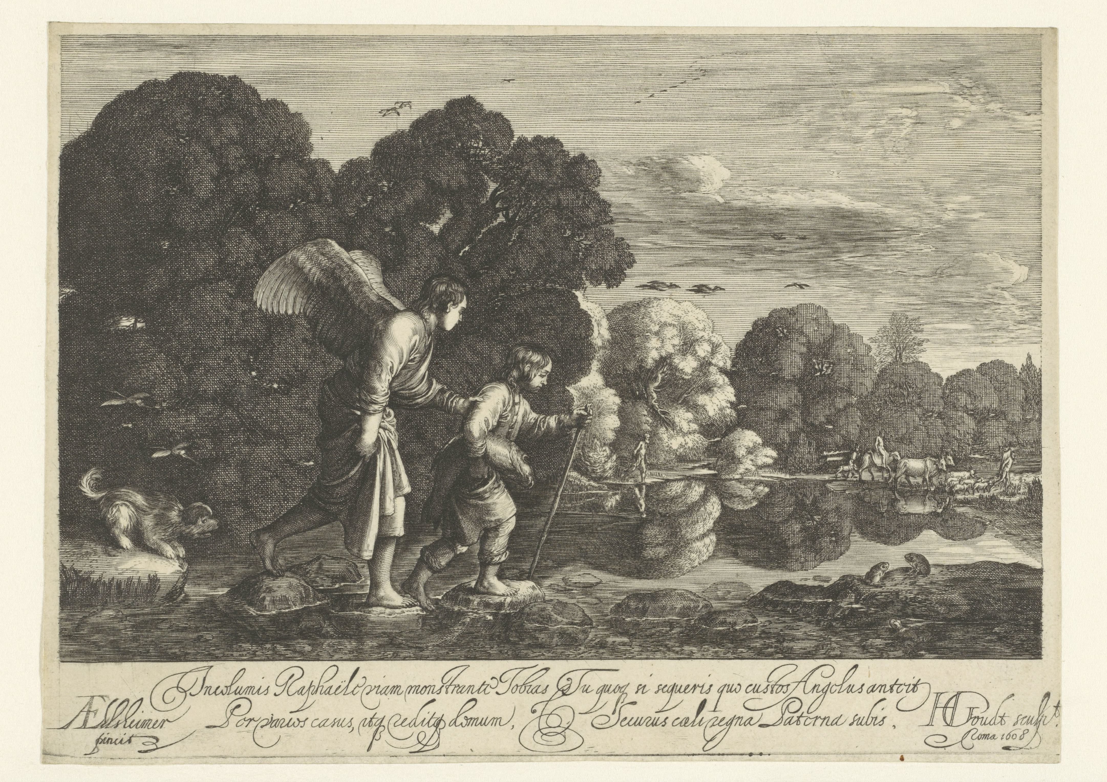 Tobias en de engel bij een rivier