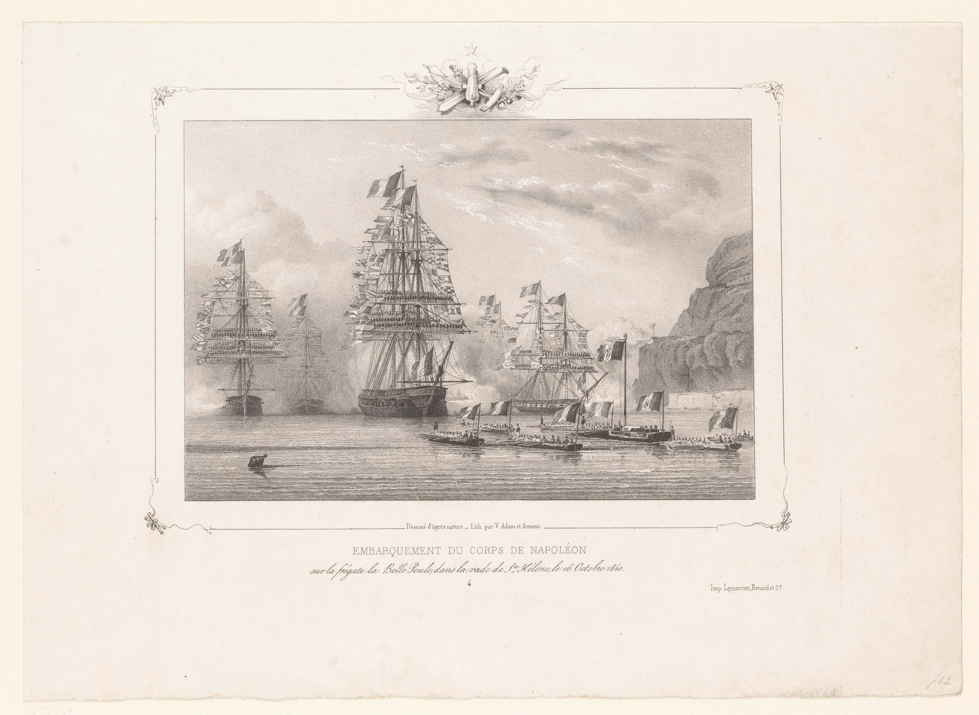 Napoleons lichaam wordt ingescheept in de haven van Sint-Helena