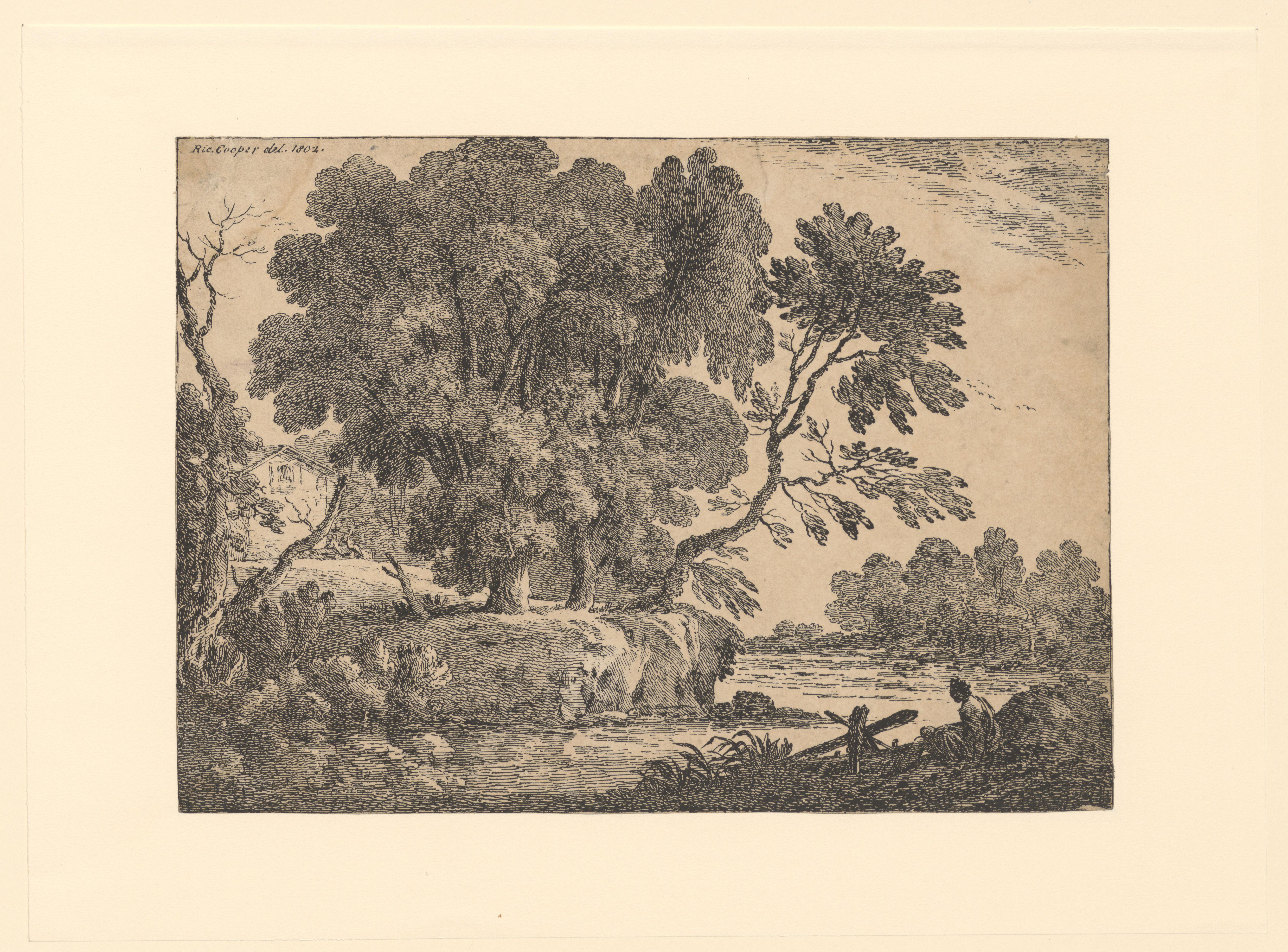 Landschap met figuur aan het water