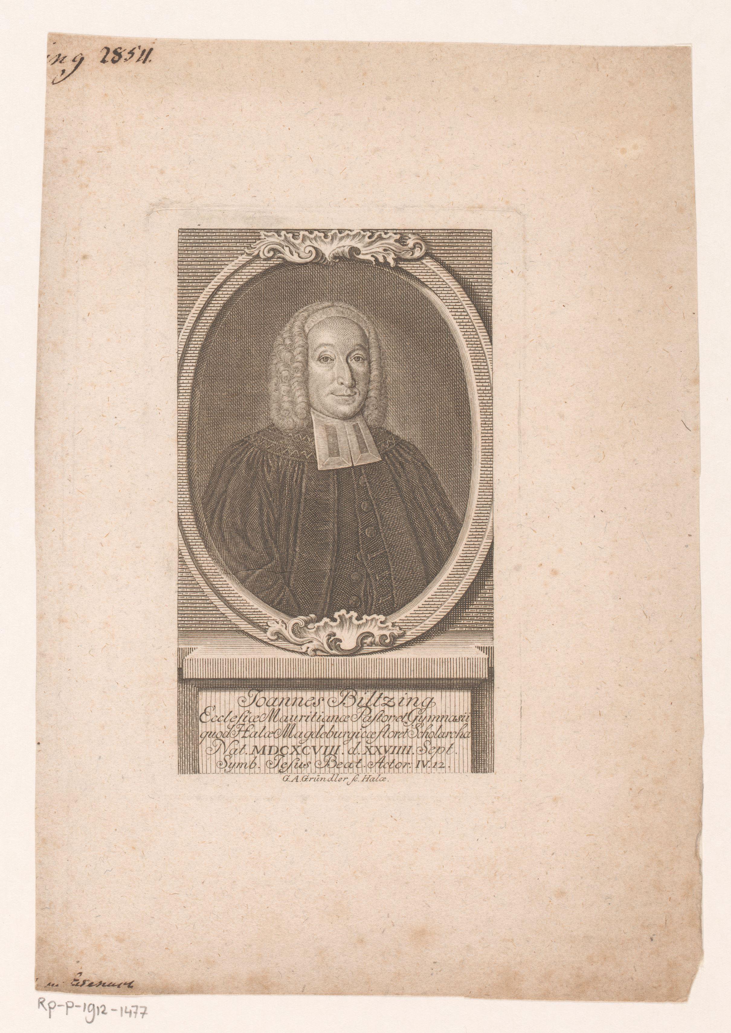 Portret van Johannes Biltzing
