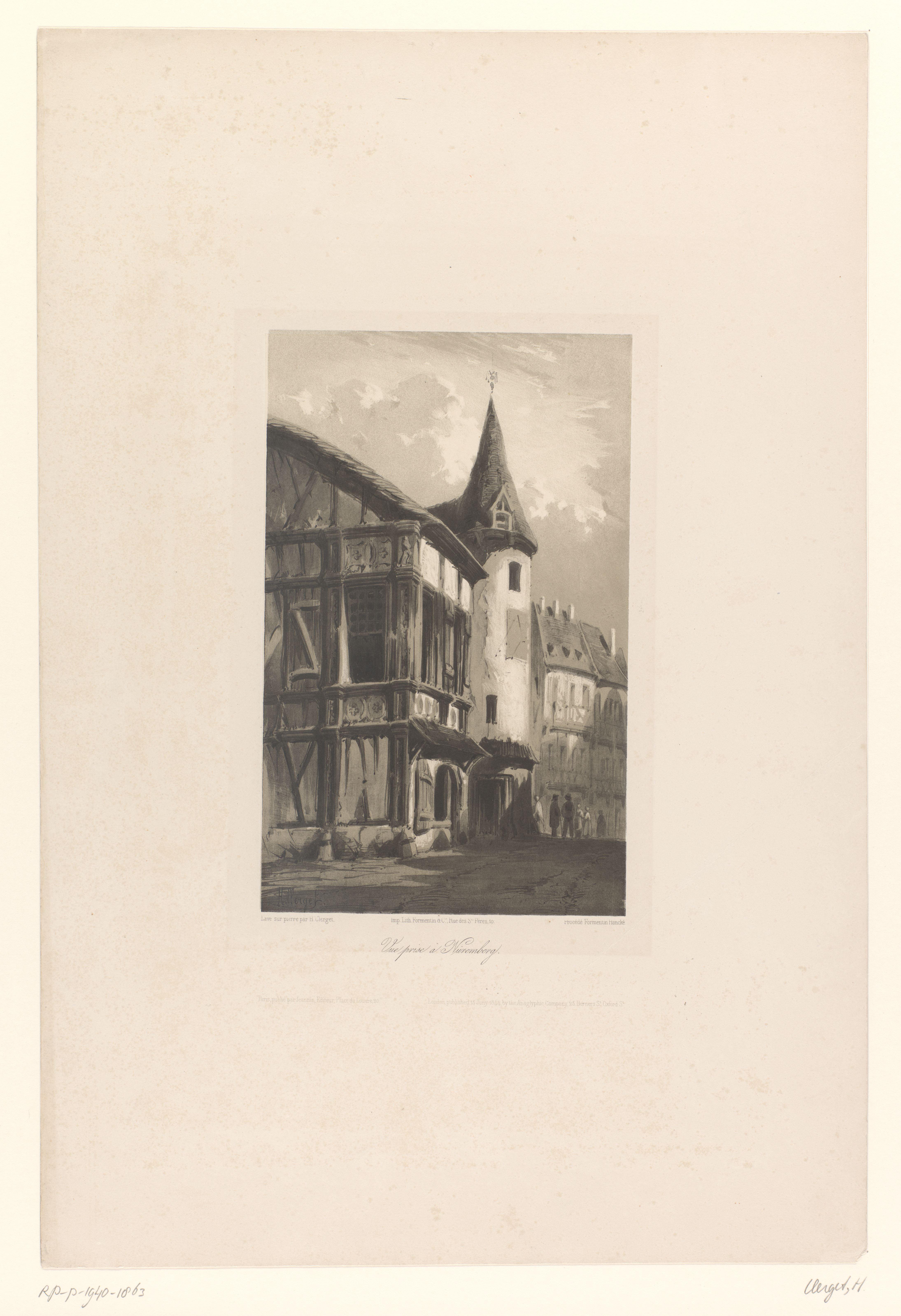 Zicht op een huis met toren in Neurenberg