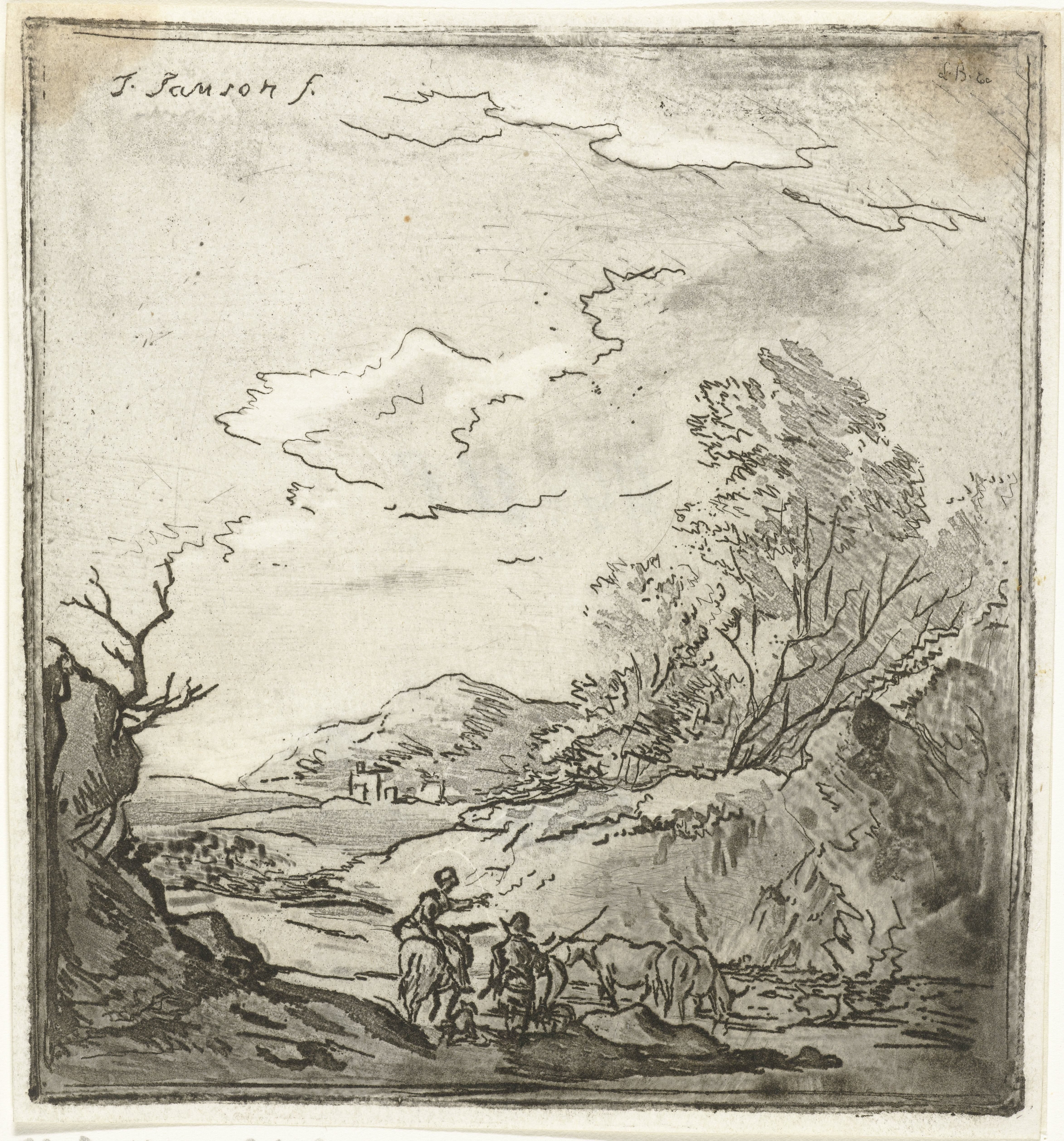 Landschap met ruiter en herder