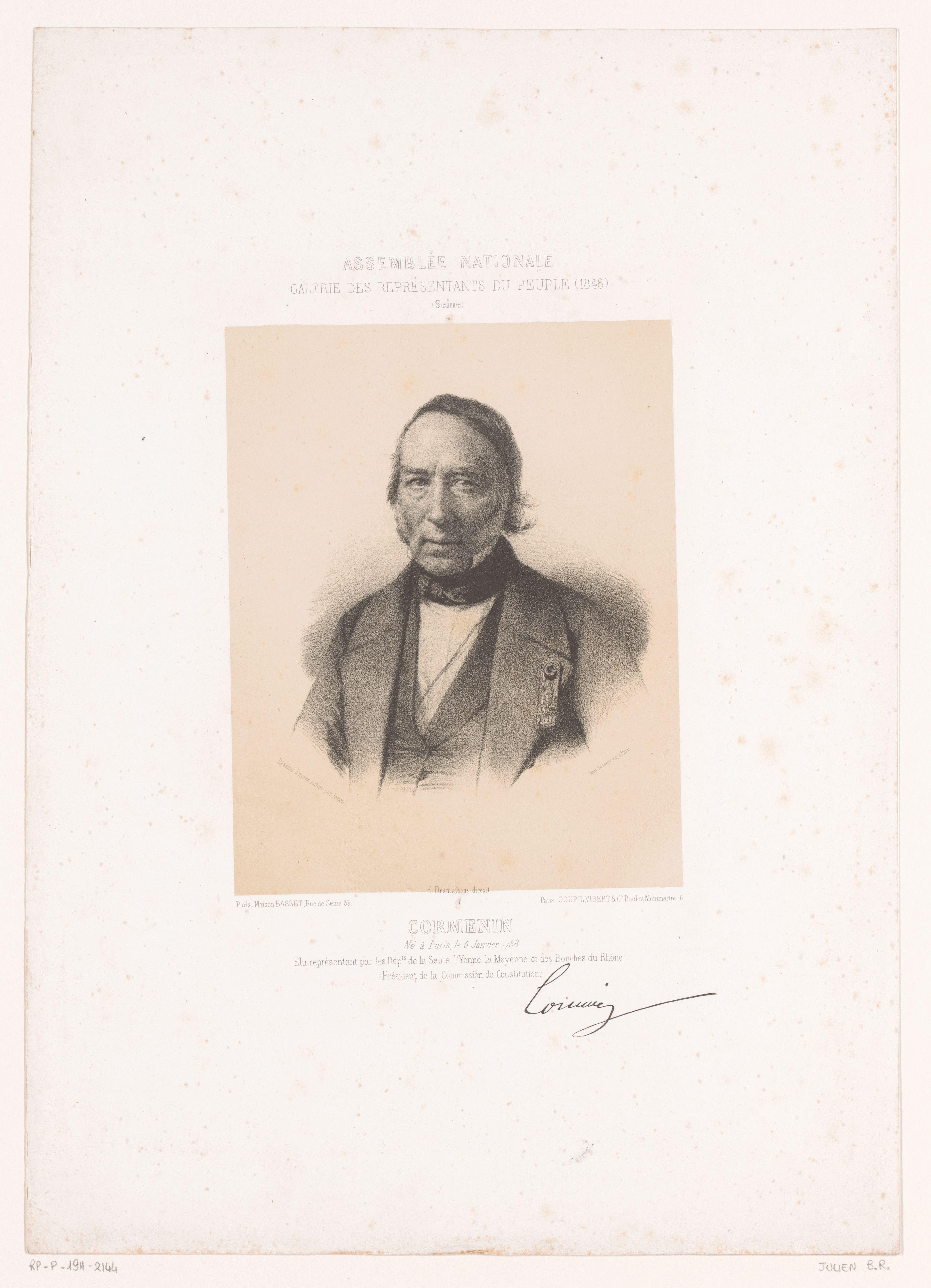 Portret van Louis Marie de Lahaye de Cormenin