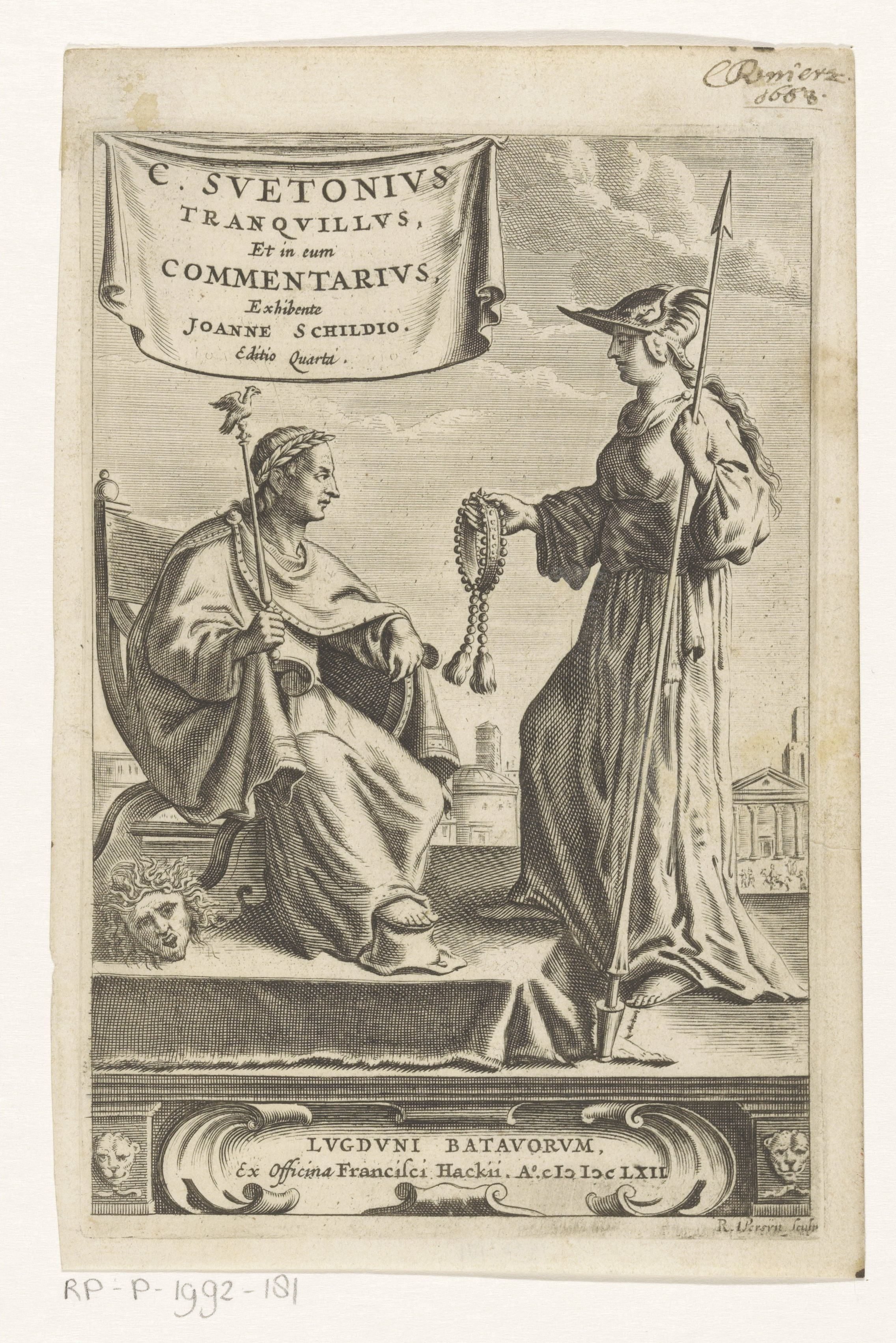 Allegorische voorstelling met keizer en Minerva