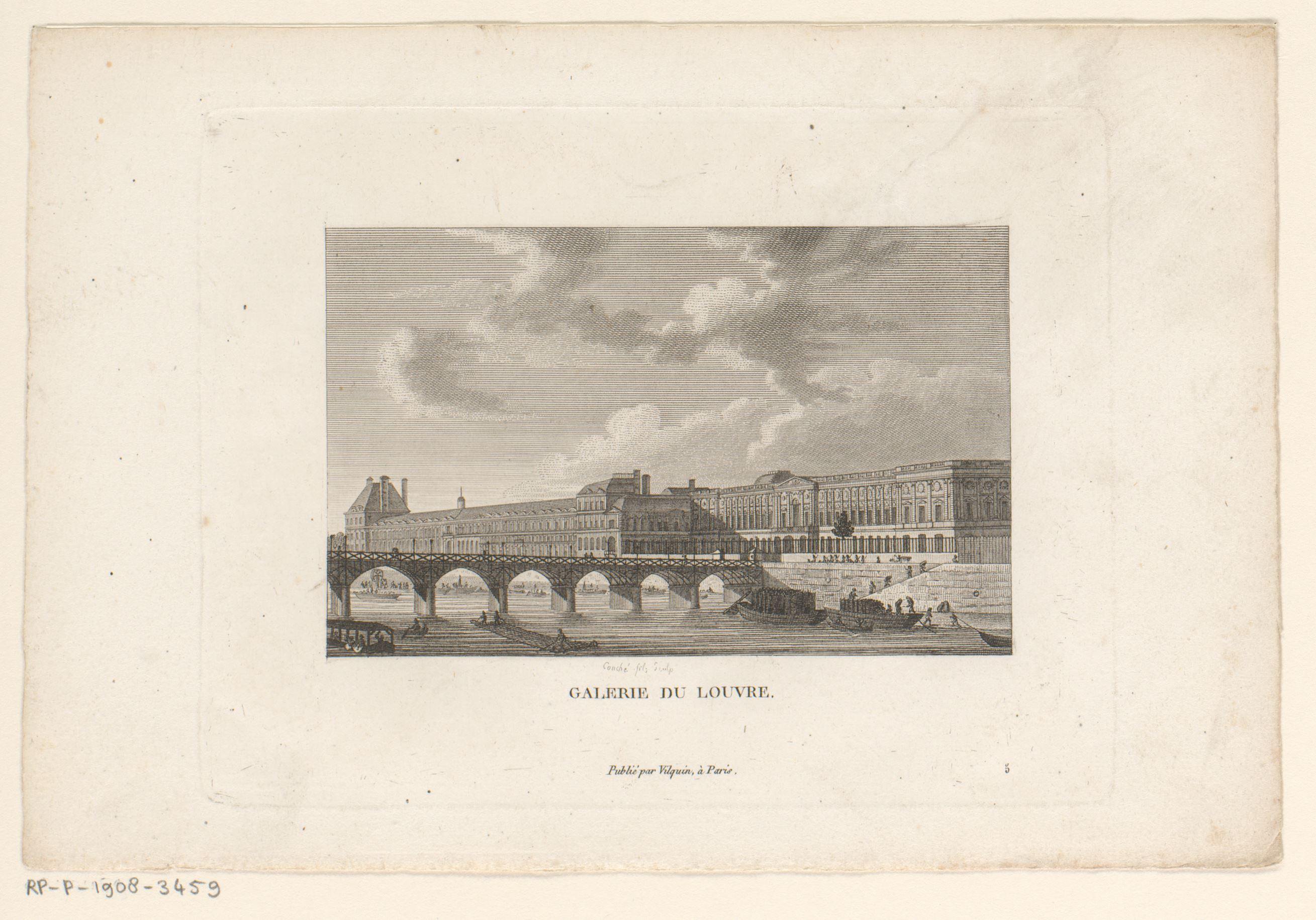 Gezicht op het Palais du Louvre te Parijs