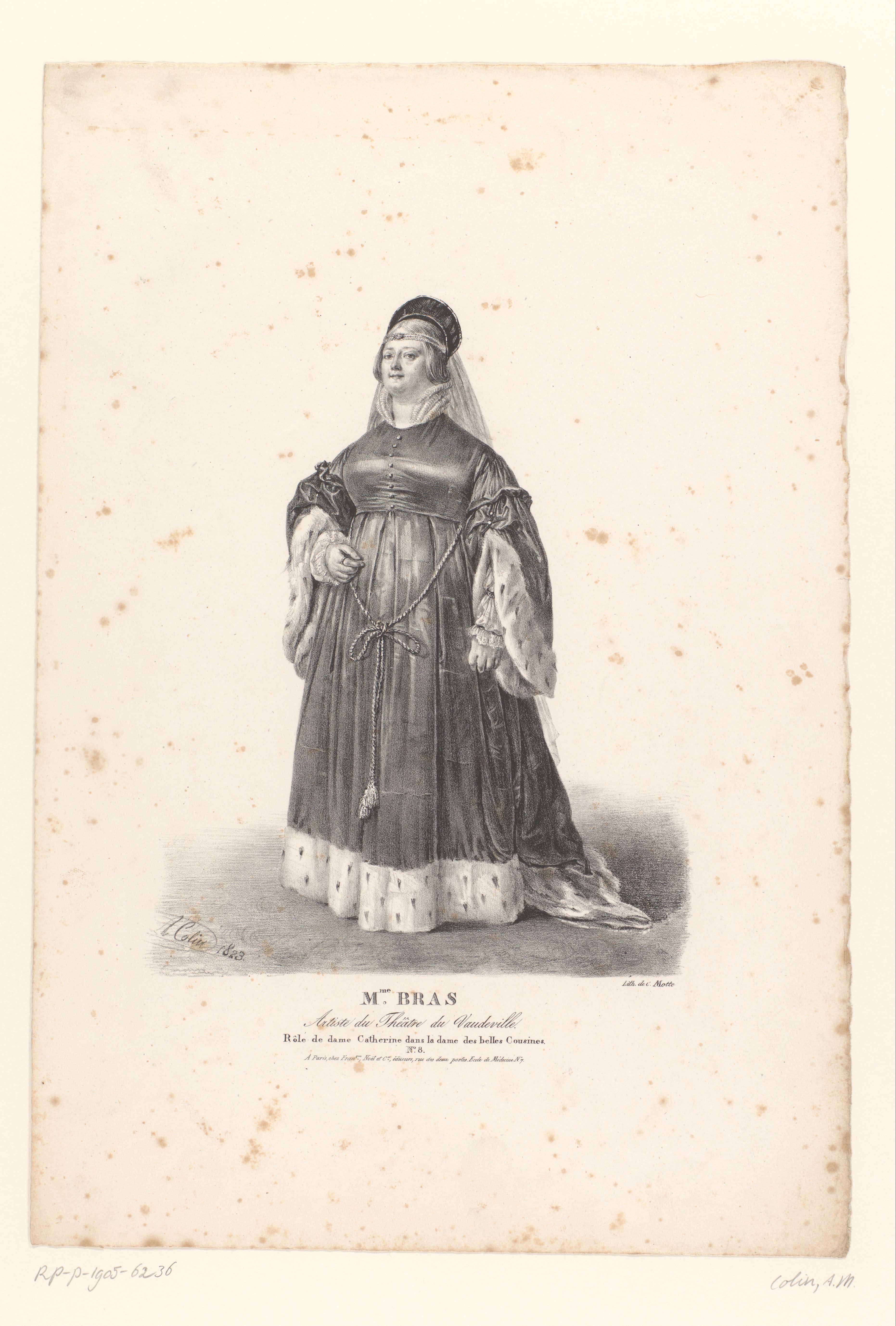 Portret van Marie Bras als Dame Catherine in La Dame des Belles Cousines